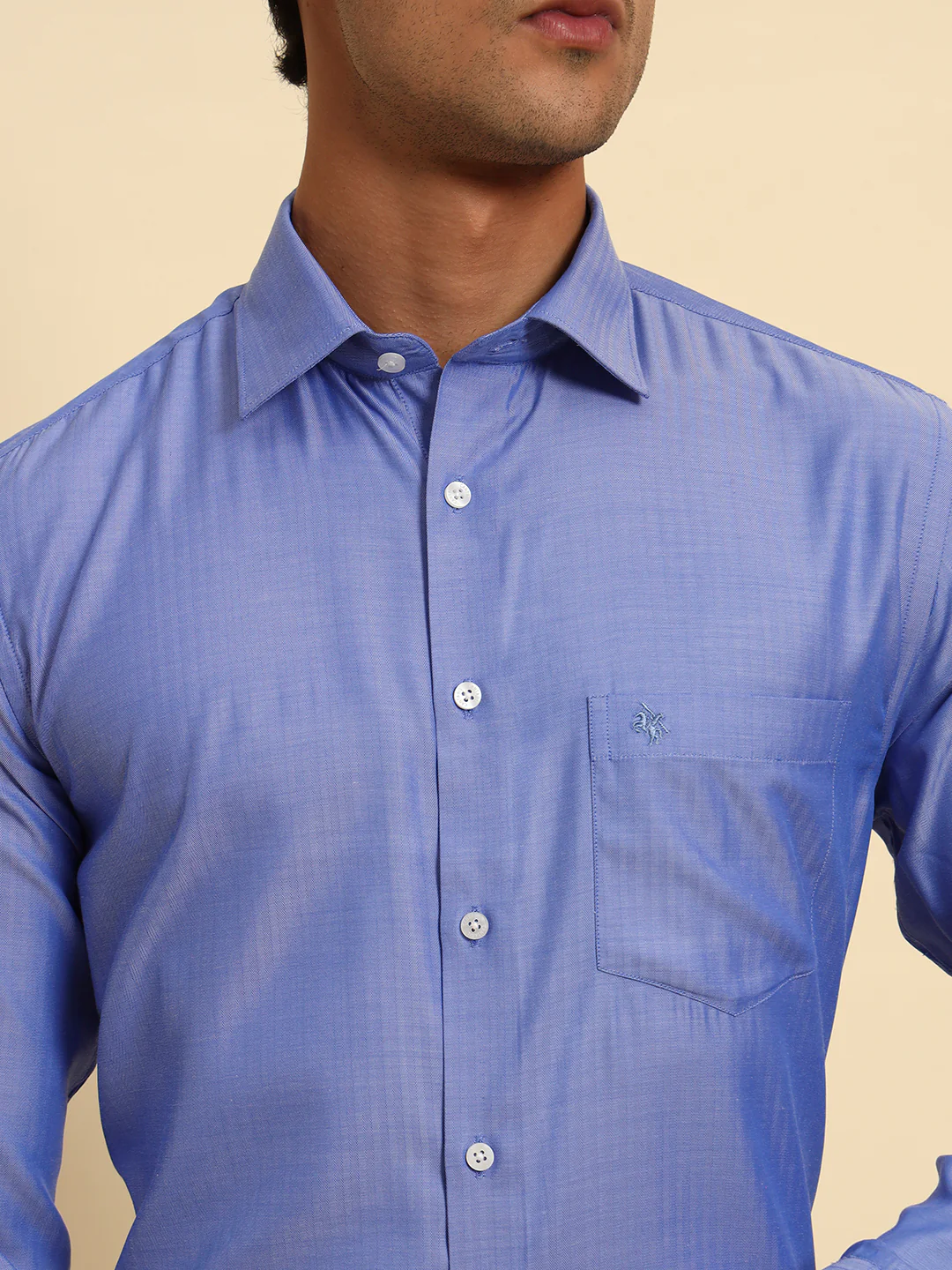 Formal Shirt for Men l Breathable & Soft with Color Fastness Regular Fit Spread Collar Neck Poly Cotton Fabric Self Design Pattern - Image 6