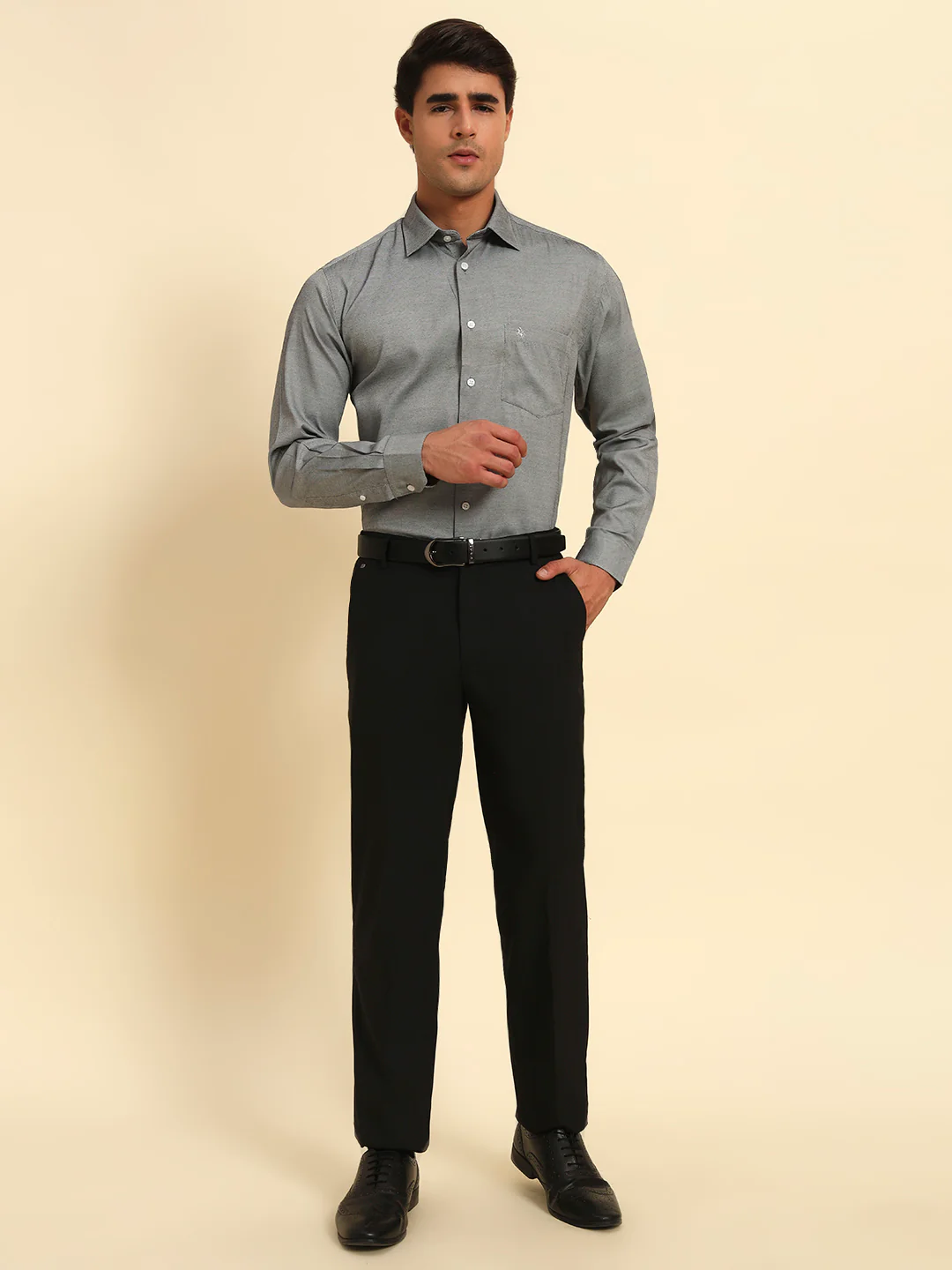 Formal Shirt for Men l Breathable & Soft with Color Fastness Regular Fit Spread Collar Neck Poly Cotton Fabric Self Design Pattern - Image 8