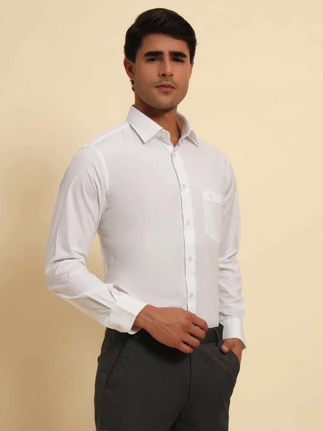Formal Shirt for Men l Breathable & Soft with Color Fastness Regular Fit Spread Collar Neck Poly Cotton Fabric Solid Pattern - Image 9