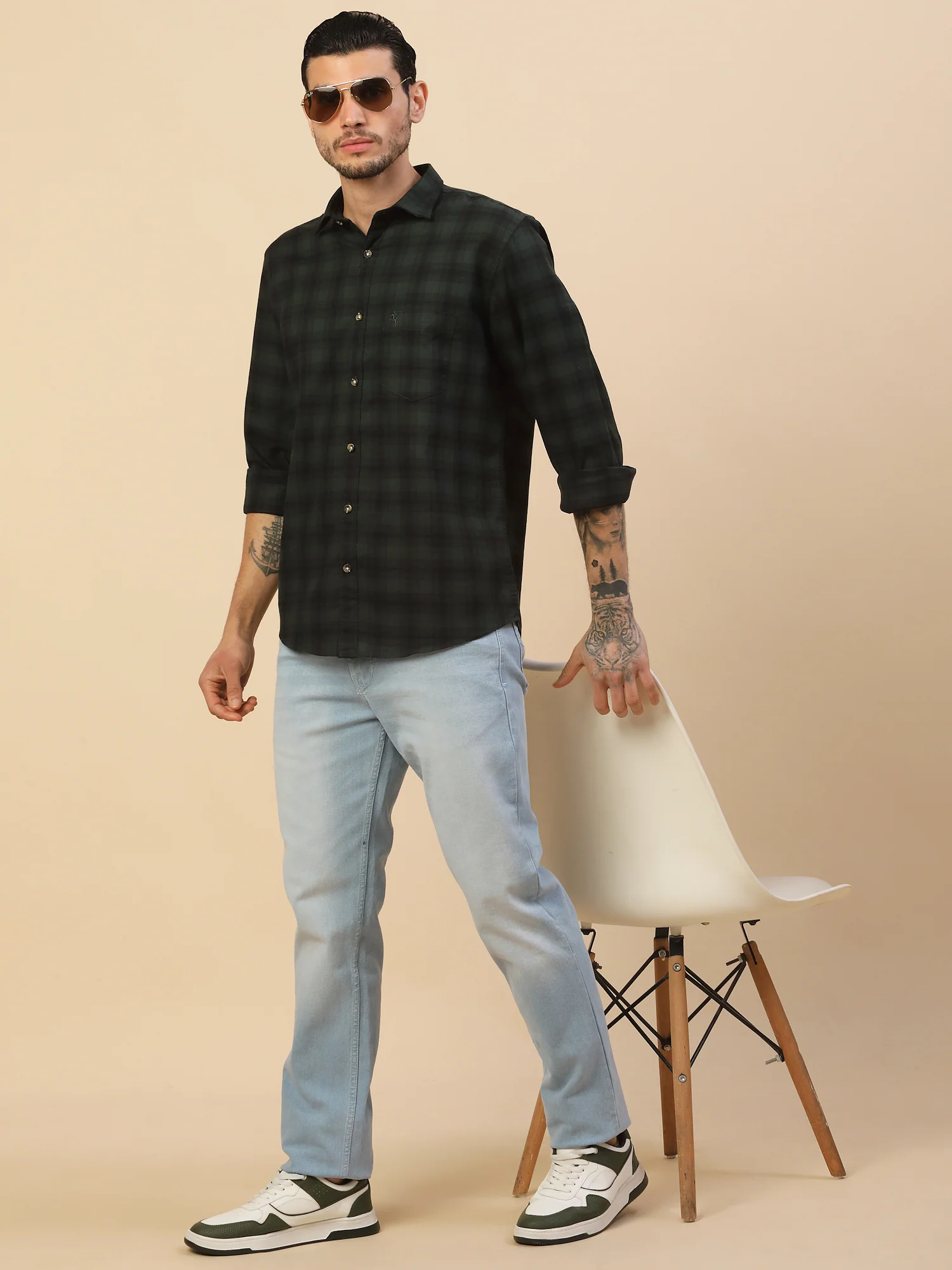 Shirt for Men | Breathable & Soft with Color Fastness Regular Fit Spread Collar Pure Cotton Fabric Checkered Pattern - Image 2
