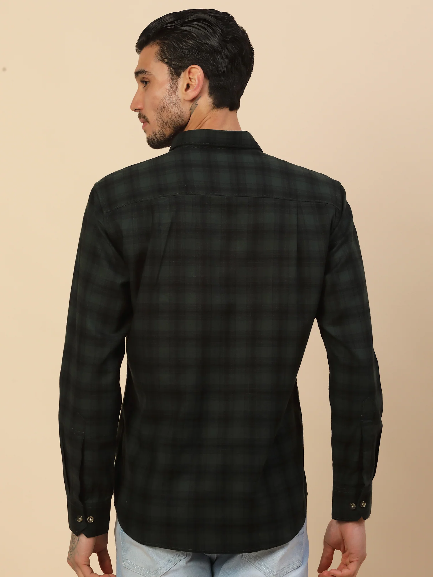 Shirt for Men | Breathable & Soft with Color Fastness Regular Fit Spread Collar Pure Cotton Fabric Checkered Pattern - Image 3