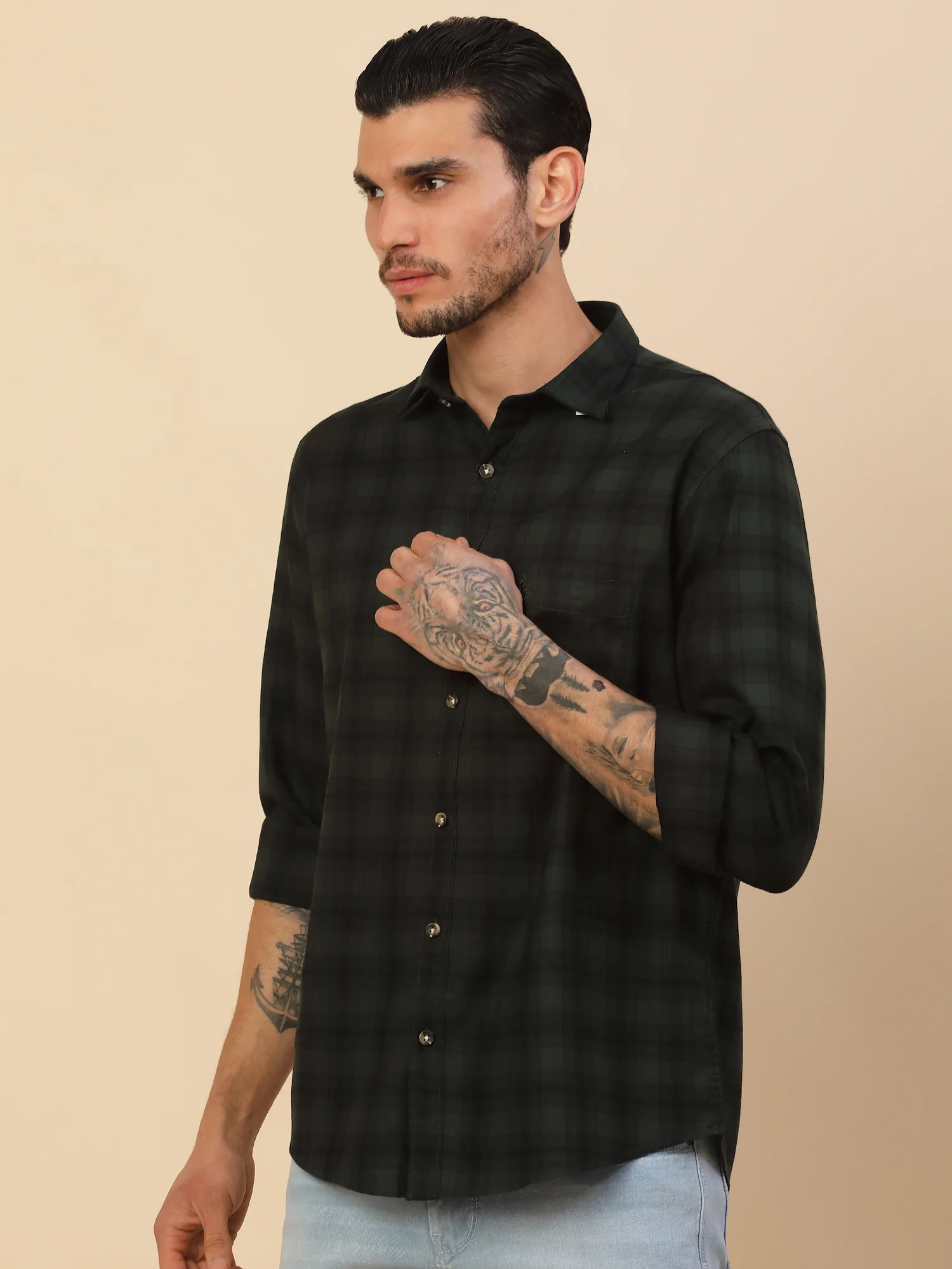Shirt for Men | Breathable & Soft with Color Fastness Regular Fit Spread Collar Pure Cotton Fabric Checkered Pattern - Image 6