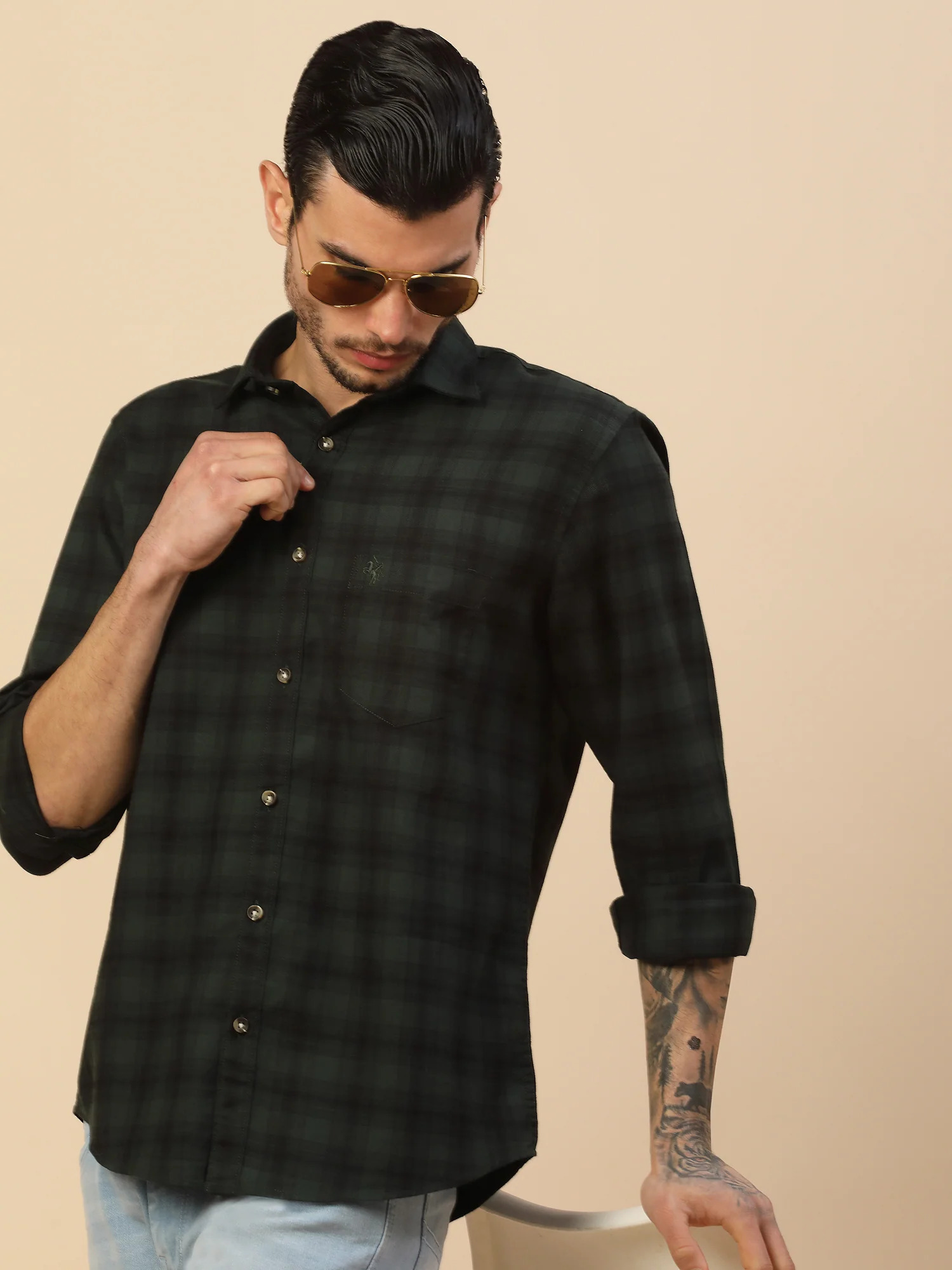 Shirt for Men | Breathable & Soft with Color Fastness Regular Fit Spread Collar Pure Cotton Fabric Checkered Pattern - Image 8