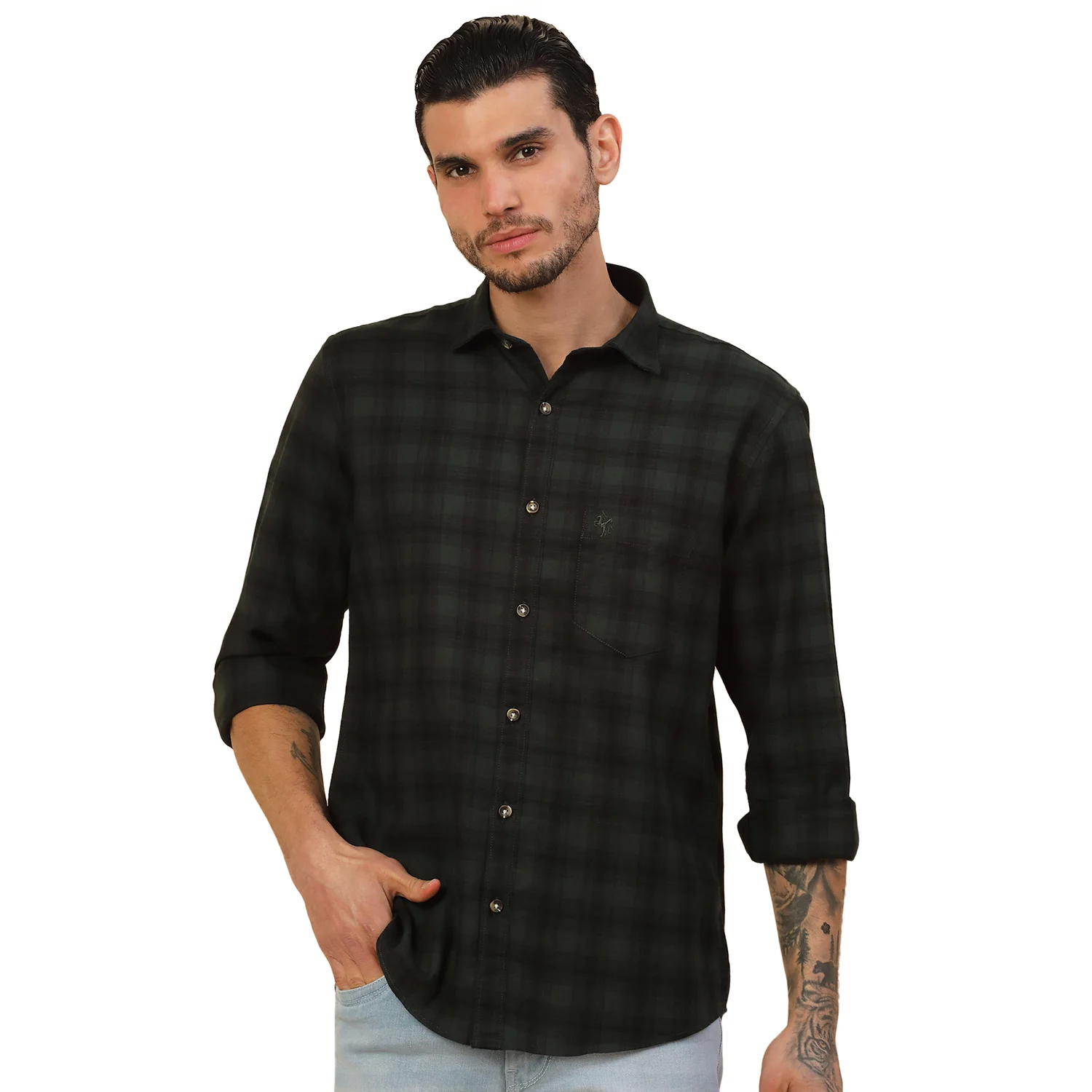 Shirt for Men | Breathable & Soft with Color Fastness Regular Fit Spread Collar Pure Cotton Fabric Checkered Pattern - Image 9