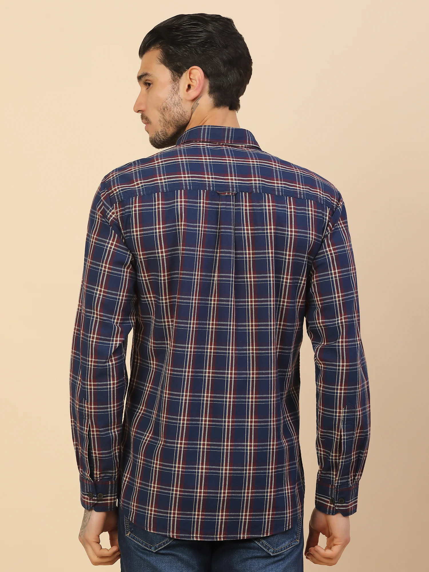 Shirt for Men | Breathable & Soft with Color Fastness Regular Fit Spread Collar Pure Cotton Fabric Checkered Pattern - Image 3