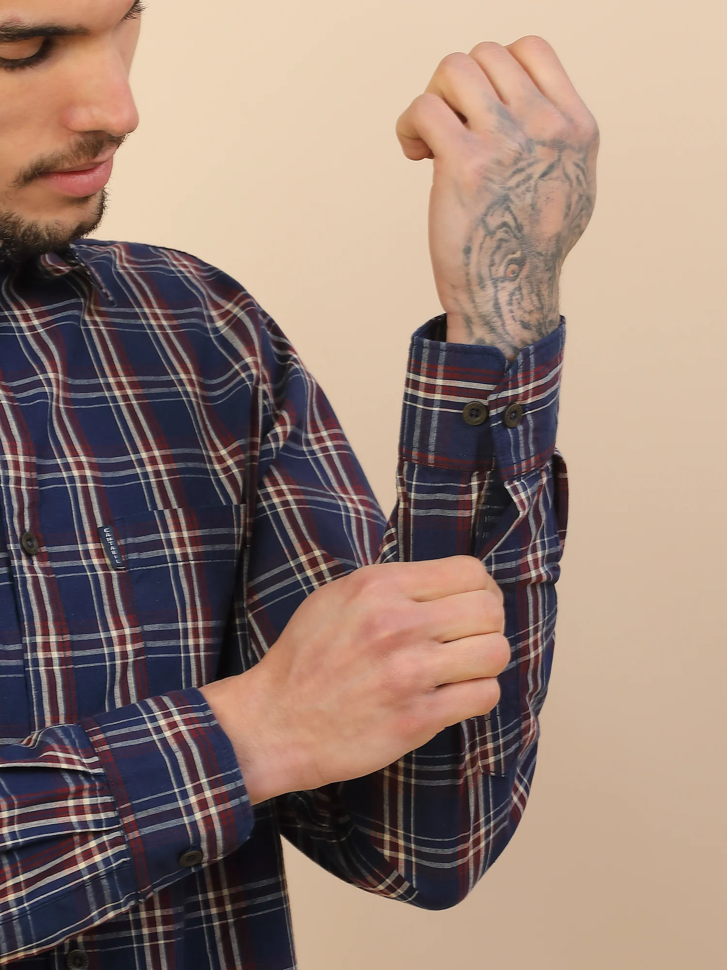 Shirt for Men | Breathable & Soft with Color Fastness Regular Fit Spread Collar Pure Cotton Fabric Checkered Pattern - Image 4