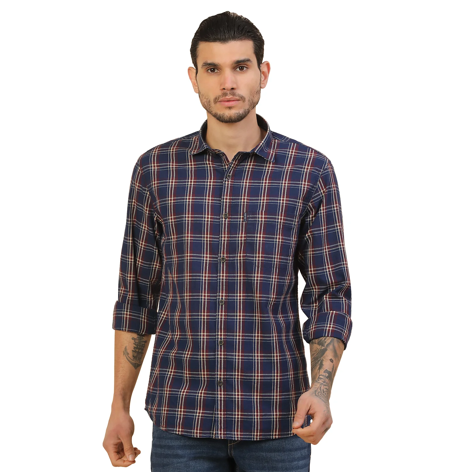 Shirt for Men | Breathable & Soft with Color Fastness Regular Fit Spread Collar Pure Cotton Fabric Checkered Pattern - Image 9