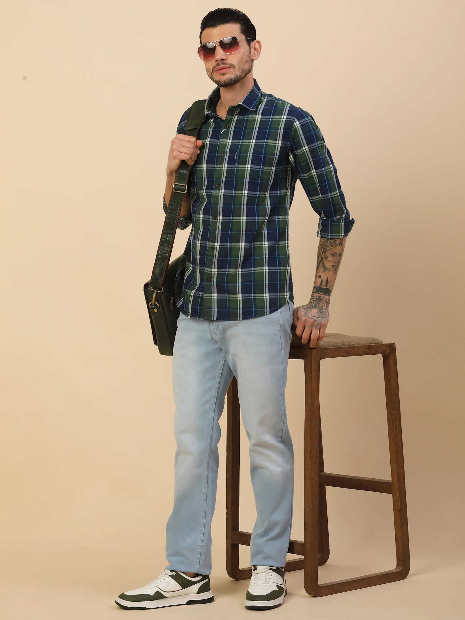 Shirt for Men | Breathable & Soft with Color Fastness Regular Fit Spread Collar Pure Cotton Fabric Checkered Pattern - Image 2