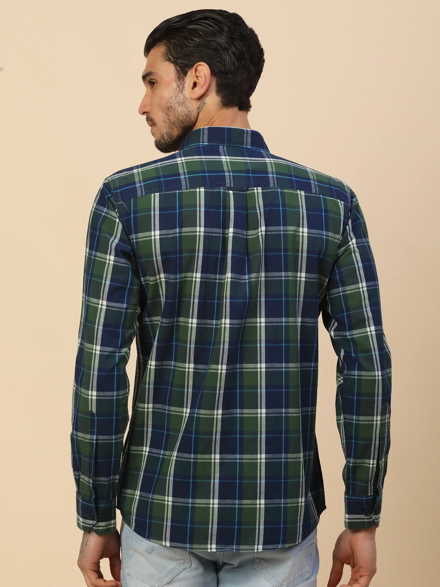 Shirt for Men | Breathable & Soft with Color Fastness Regular Fit Spread Collar Pure Cotton Fabric Checkered Pattern - Image 3