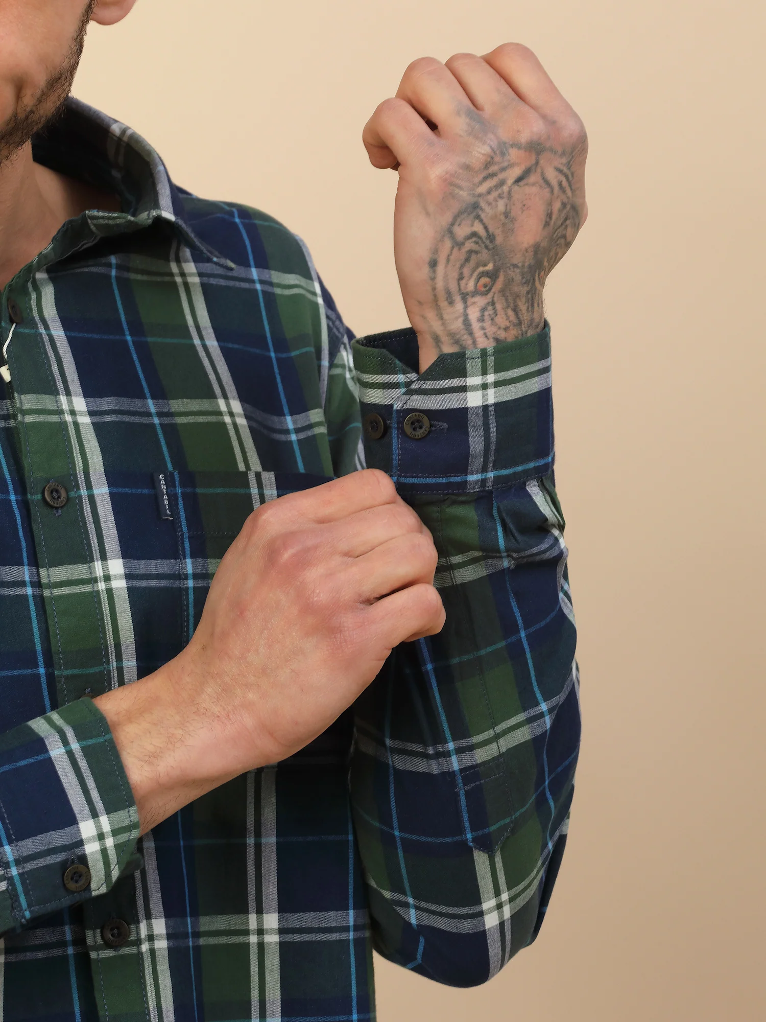 Shirt for Men | Breathable & Soft with Color Fastness Regular Fit Spread Collar Pure Cotton Fabric Checkered Pattern - Image 4