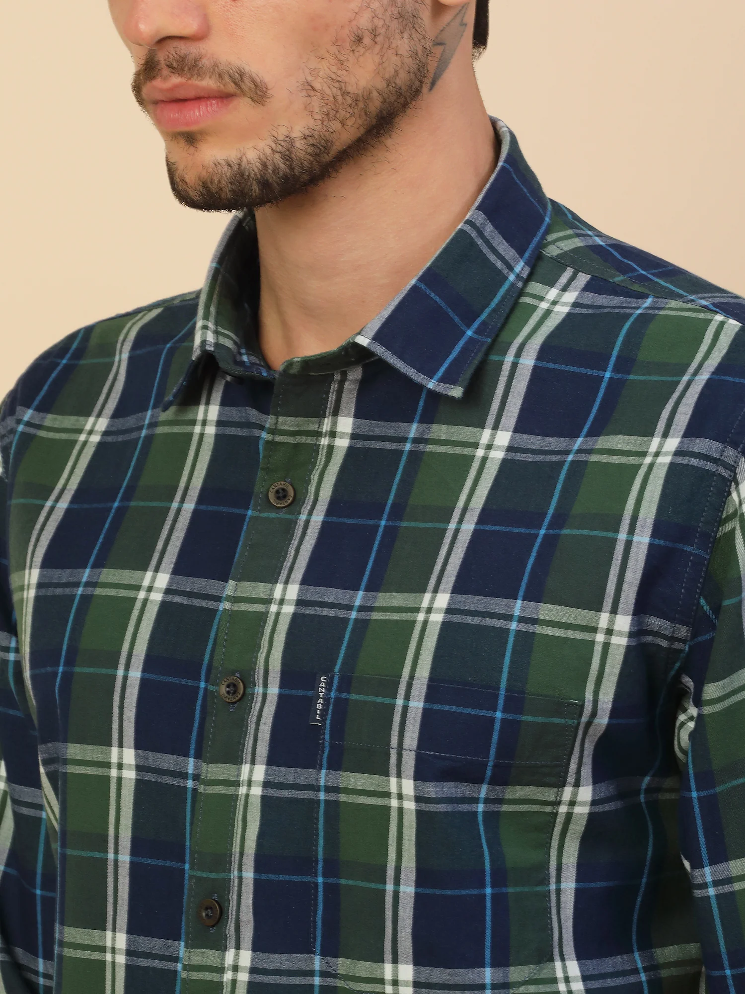 Shirt for Men | Breathable & Soft with Color Fastness Regular Fit Spread Collar Pure Cotton Fabric Checkered Pattern - Image 5