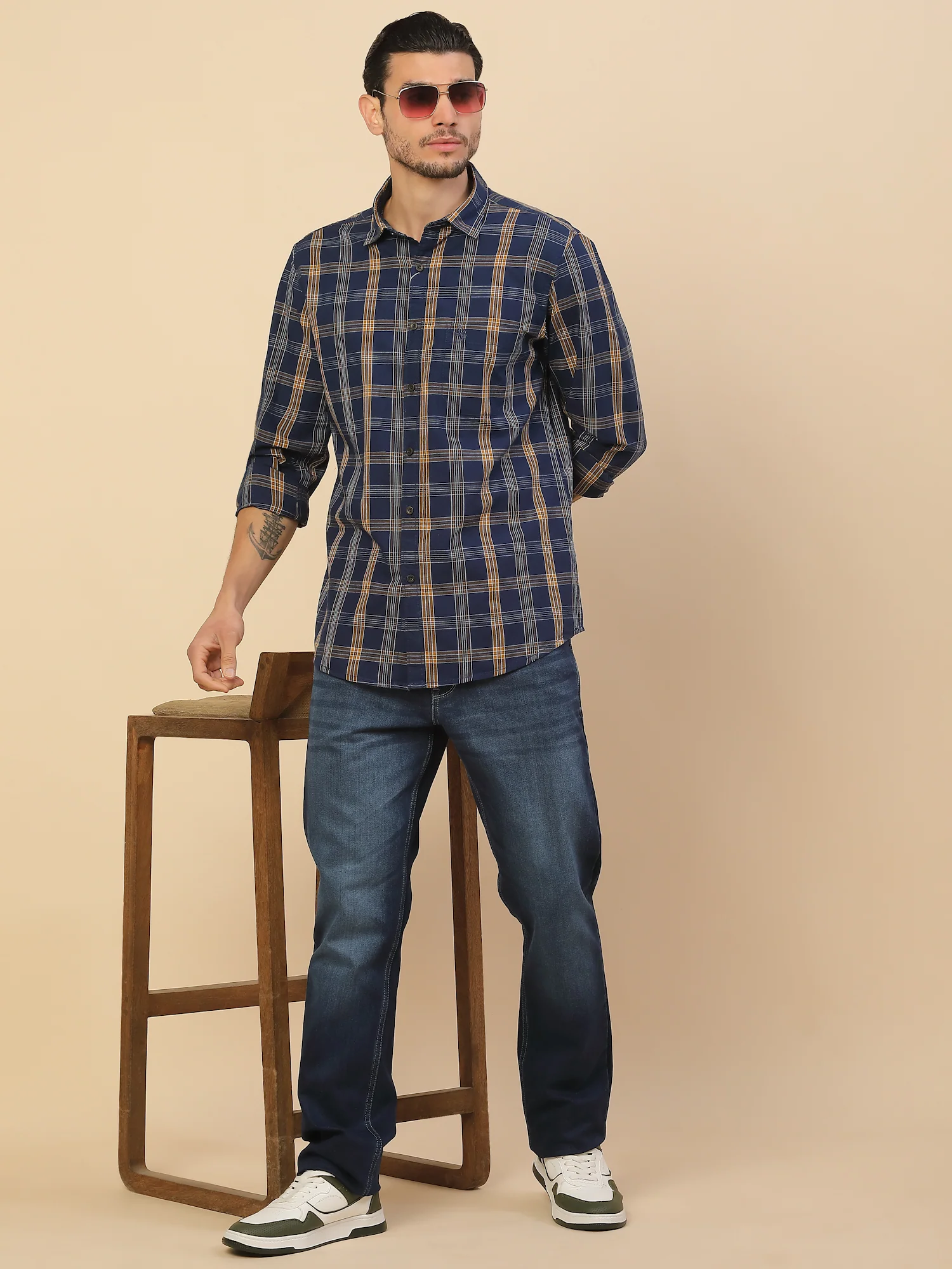 Shirt for Men | Breathable & Soft with Color Fastness Regular Fit Spread Collar Pure Cotton Fabric Checkered Pattern - Image 2