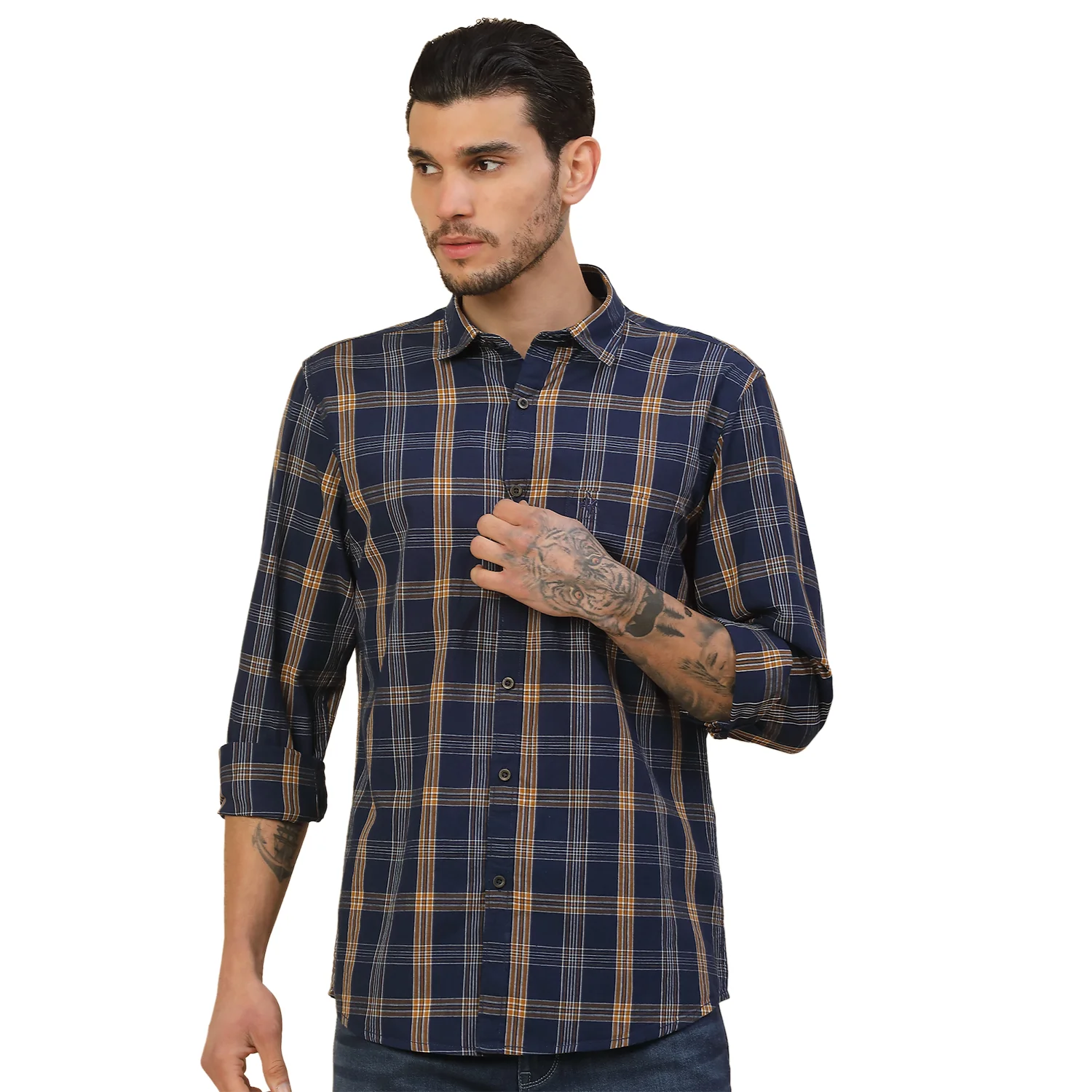 Shirt for Men | Breathable & Soft with Color Fastness Regular Fit Spread Collar Pure Cotton Fabric Checkered Pattern - Image 9