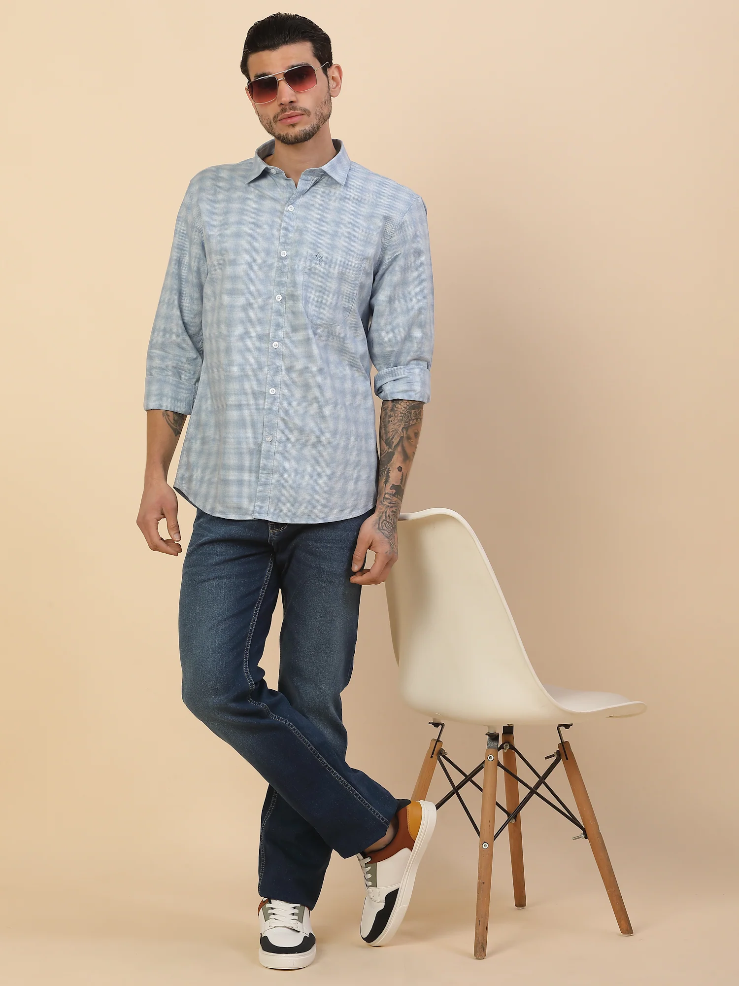 Shirt for Men | Breathable & Soft with Color Fastness Regular Fit Spread Collar Pure Cotton Fabric Checkered Pattern - Image 2
