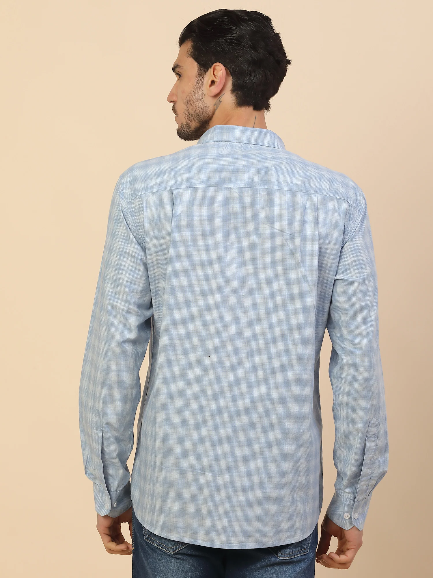 Shirt for Men | Breathable & Soft with Color Fastness Regular Fit Spread Collar Pure Cotton Fabric Checkered Pattern - Image 3