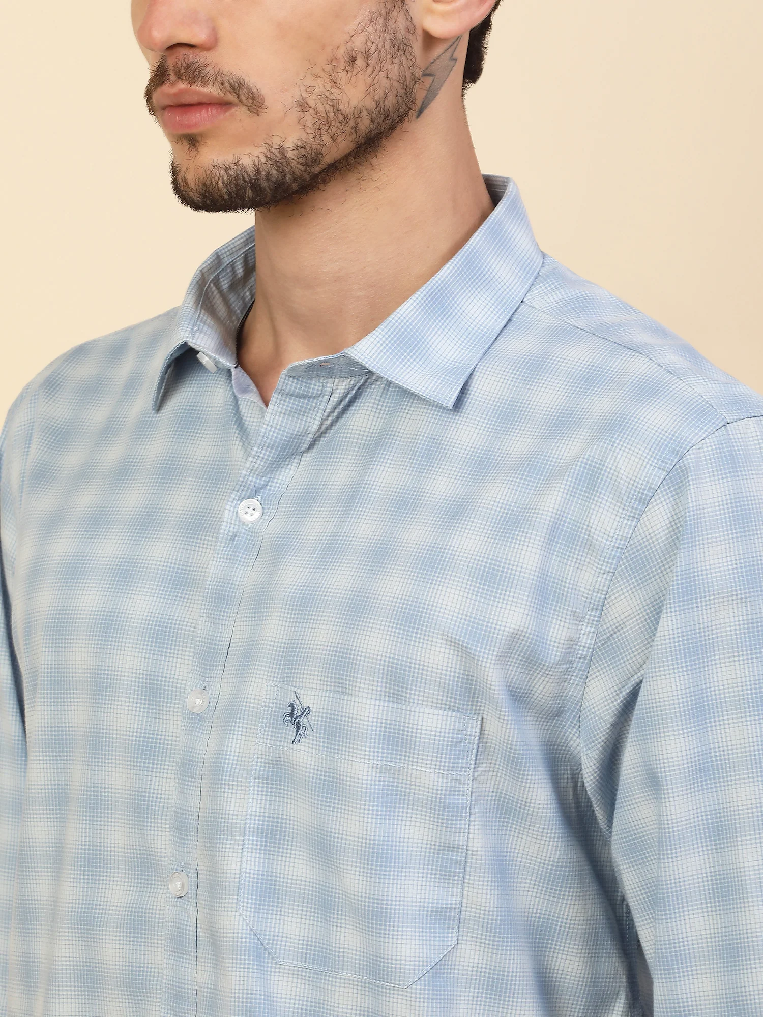 Shirt for Men | Breathable & Soft with Color Fastness Regular Fit Spread Collar Pure Cotton Fabric Checkered Pattern - Image 5