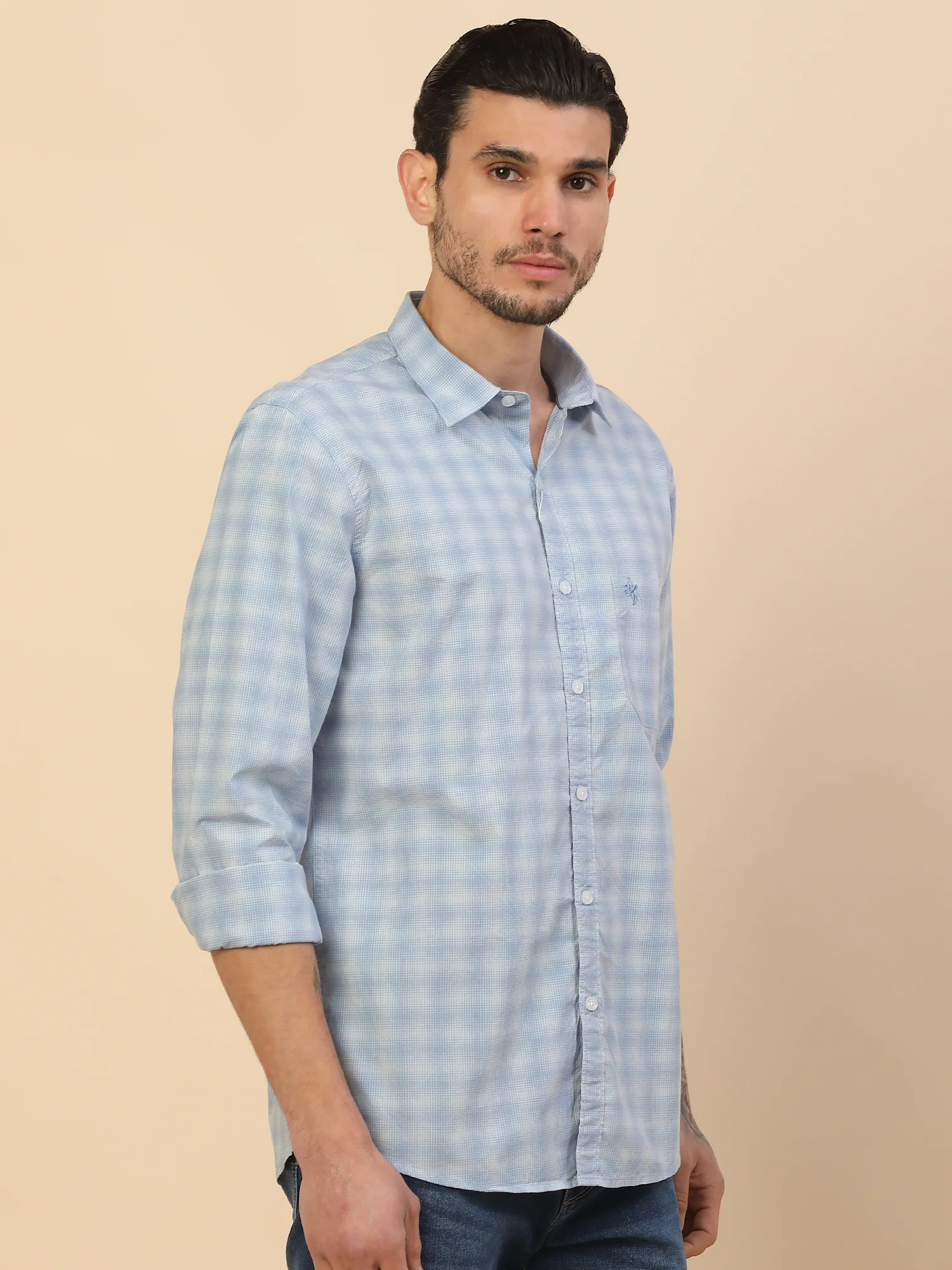 Shirt for Men | Breathable & Soft with Color Fastness Regular Fit Spread Collar Pure Cotton Fabric Checkered Pattern - Image 7