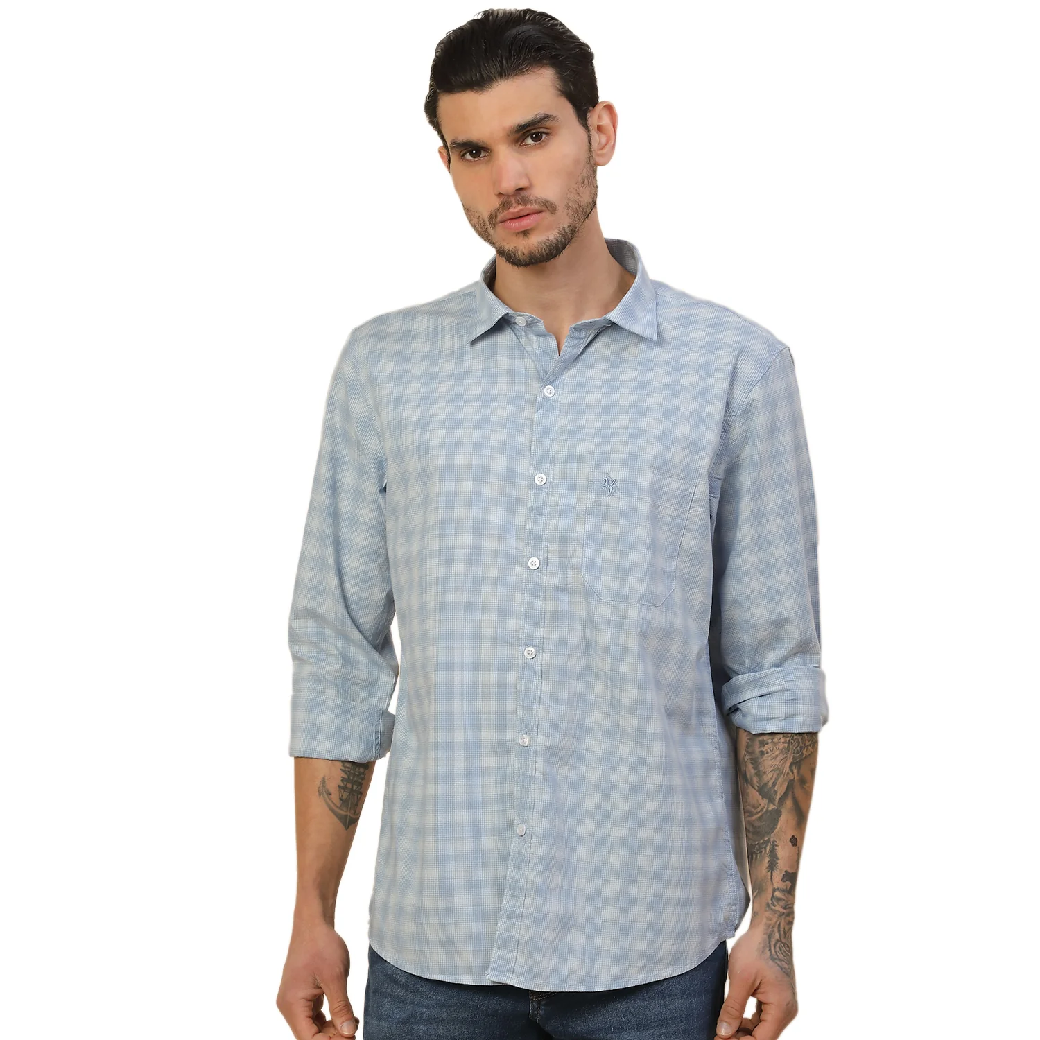 Shirt for Men | Breathable & Soft with Color Fastness Regular Fit Spread Collar Pure Cotton Fabric Checkered Pattern - Image 9
