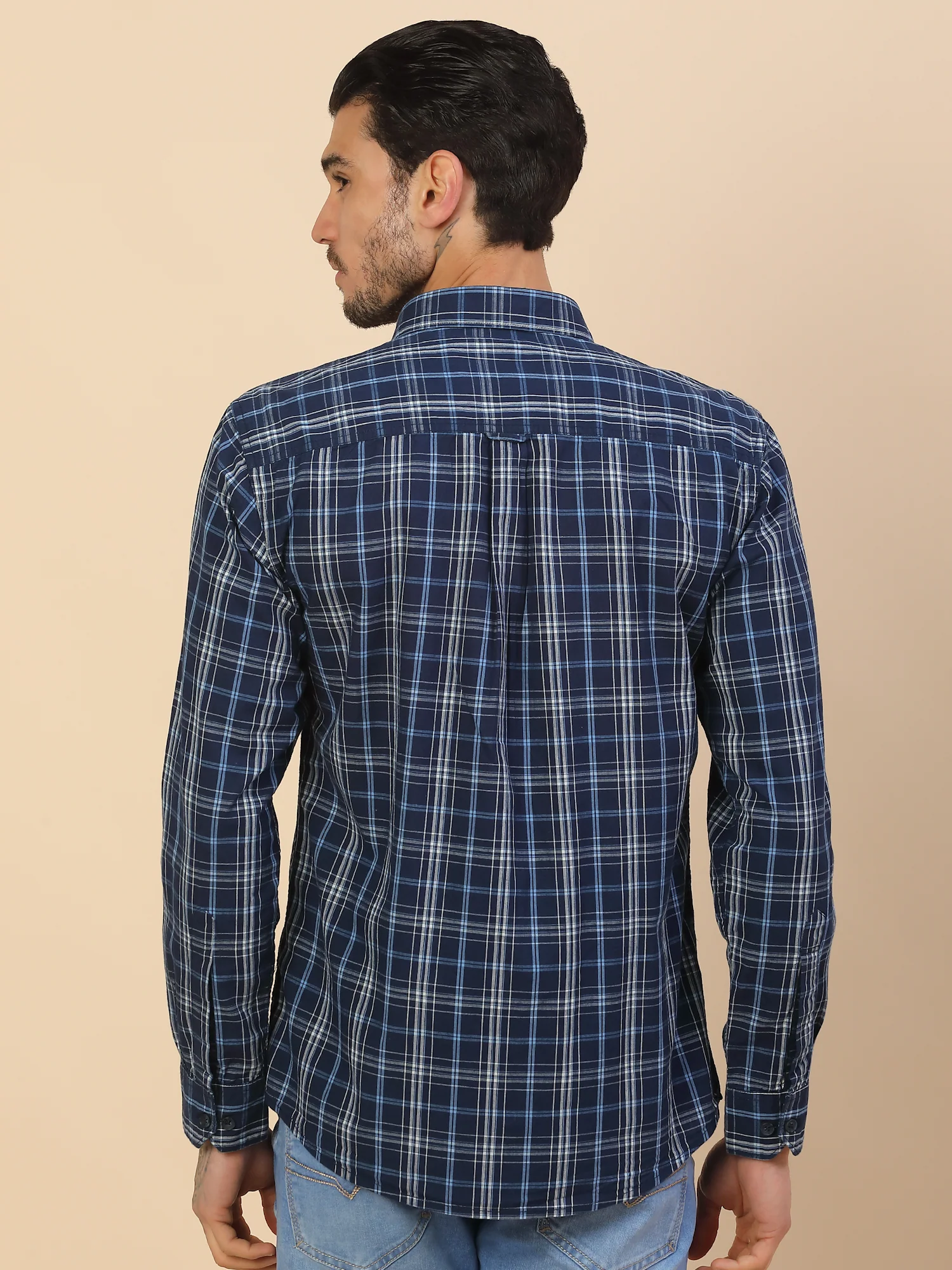 Shirt for Men | Breathable & Soft with Color Fastness Regular Fit Spread Collar Pure Cotton Fabric Checkered Pattern - Image 3