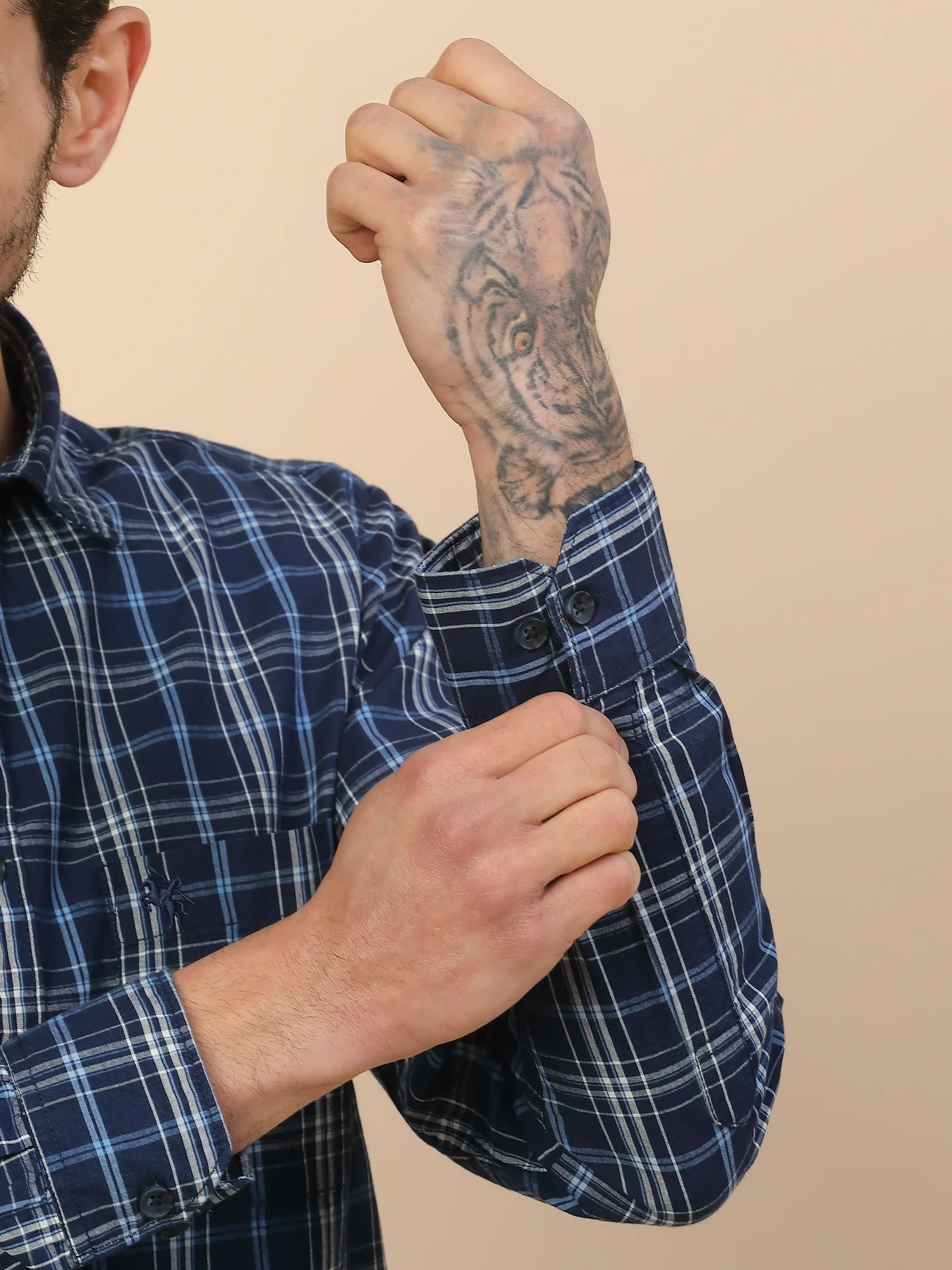 Shirt for Men | Breathable & Soft with Color Fastness Regular Fit Spread Collar Pure Cotton Fabric Checkered Pattern - Image 4