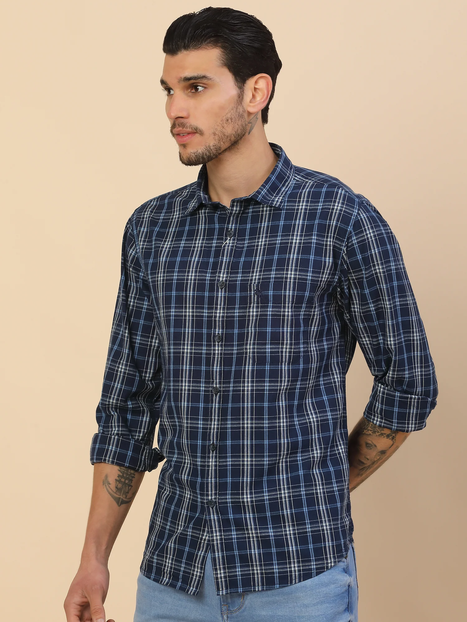 Shirt for Men | Breathable & Soft with Color Fastness Regular Fit Spread Collar Pure Cotton Fabric Checkered Pattern - Image 6