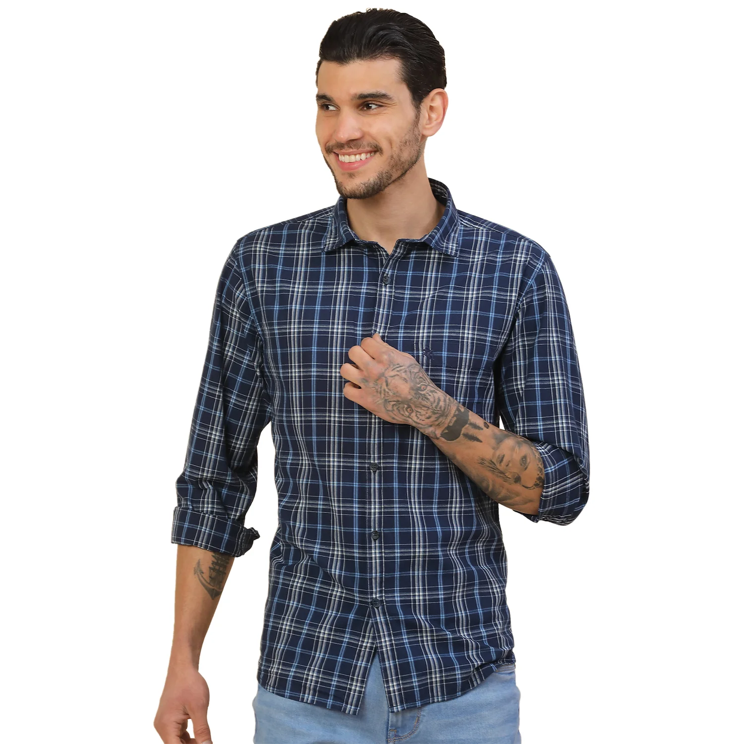 Shirt for Men | Breathable & Soft with Color Fastness Regular Fit Spread Collar Pure Cotton Fabric Checkered Pattern - Image 9