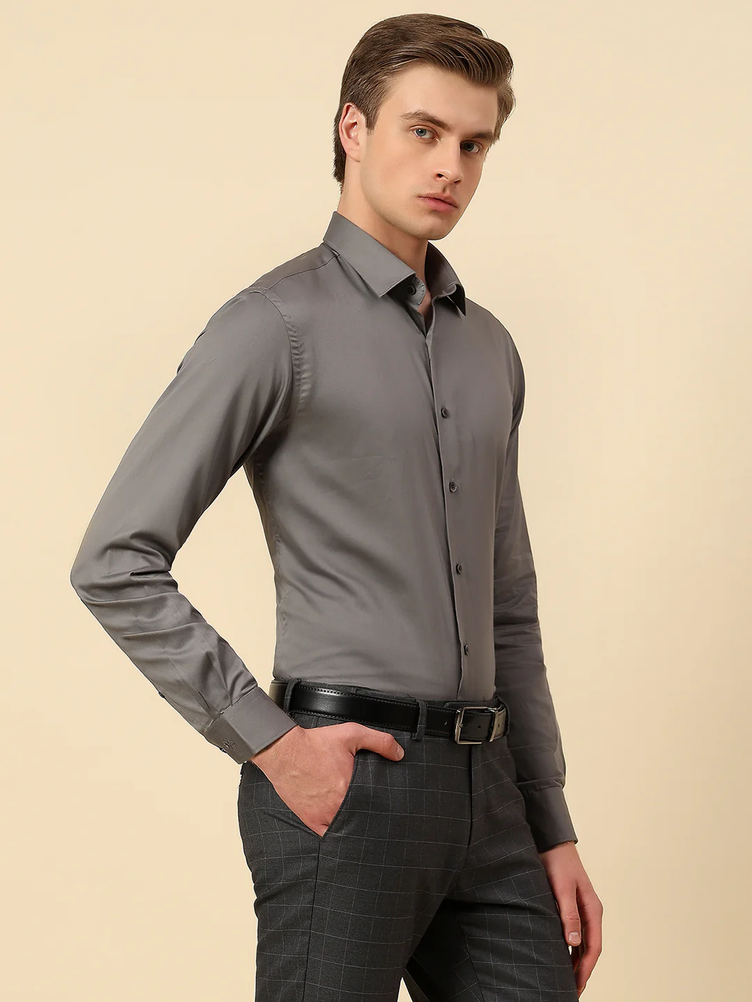 Shirt for Men | Breathable & Soft with Color Fastness Regular Fit Spread Collar Pure Cotton Fabric Solid Pattern - Image 4