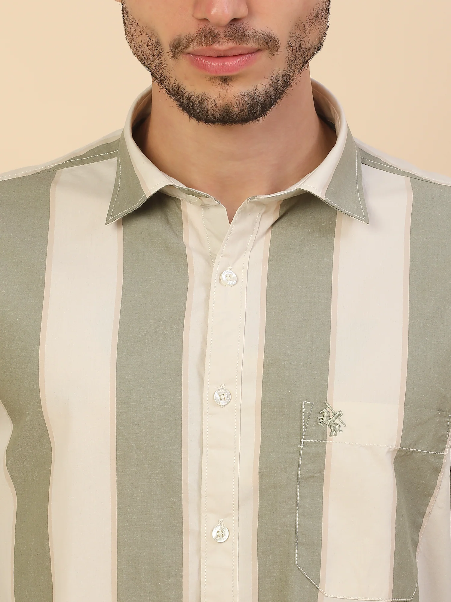 Shirt for Men | Breathable & Soft with Color Fastness Regular Fit Spread Collar Pure Cotton Fabric Striped Pattern - Image 5