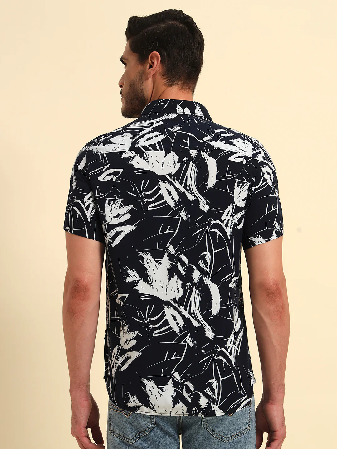 Casual Shirt for Men | Breathable & Soft with Color Fastness Regular Fit Spread Collar Neck Viscose Fabric Printed Pattern - Image 7
