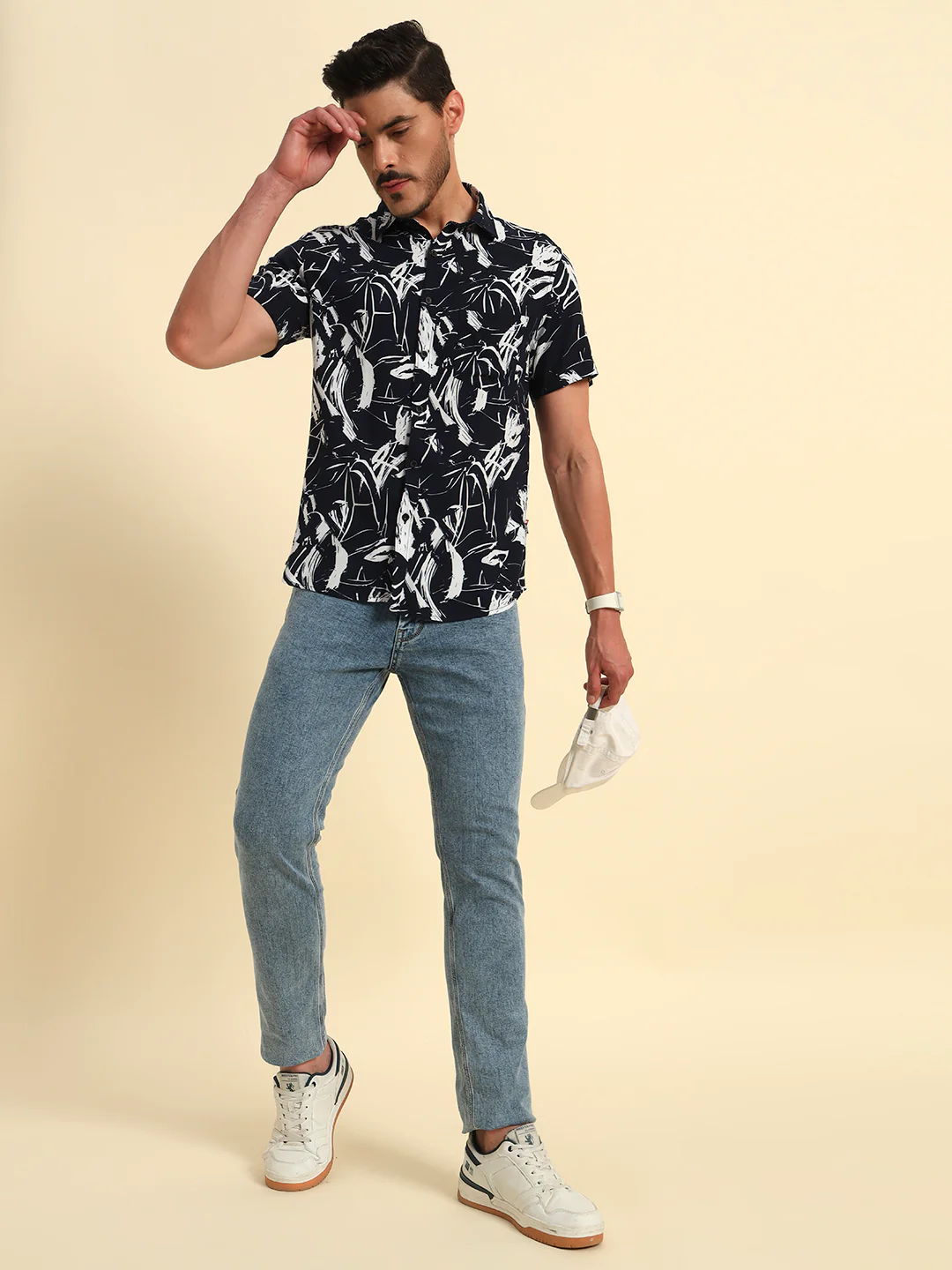 Casual Shirt for Men | Breathable & Soft with Color Fastness Regular Fit Spread Collar Neck Viscose Fabric Printed Pattern - Image 8