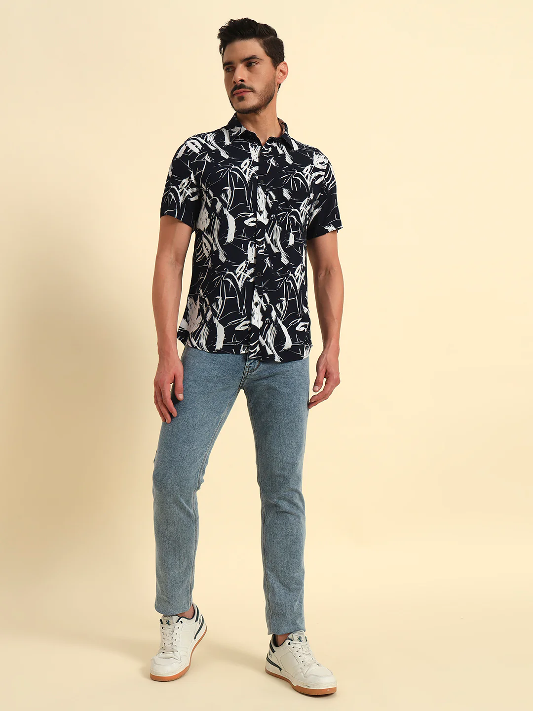 Casual Shirt for Men | Breathable & Soft with Color Fastness Regular Fit Spread Collar Neck Viscose Fabric Printed Pattern - Image 9