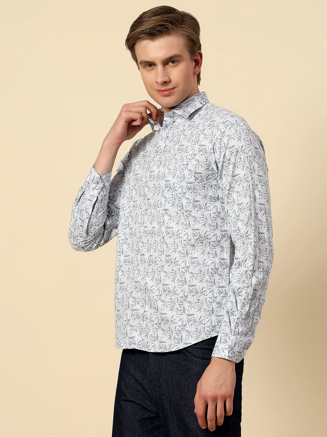 Shirt for Men | Breathable & Soft with Color Fastness Slim Fit Spread Collar Pure Cotton Fabric Printed Pattern - Image 3