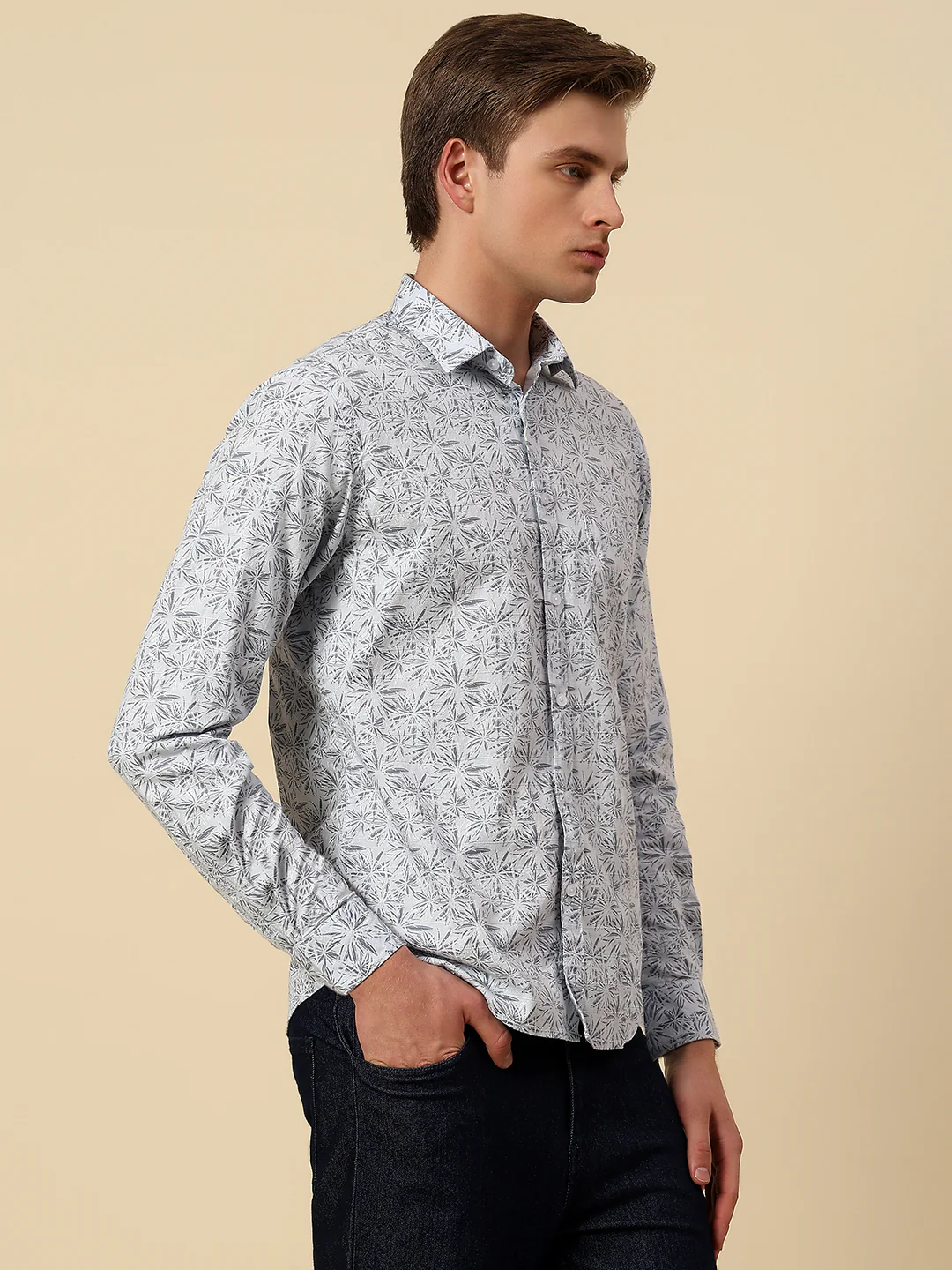Shirt for Men | Breathable & Soft with Color Fastness Slim Fit Spread Collar Pure Cotton Fabric Printed Pattern - Image 4