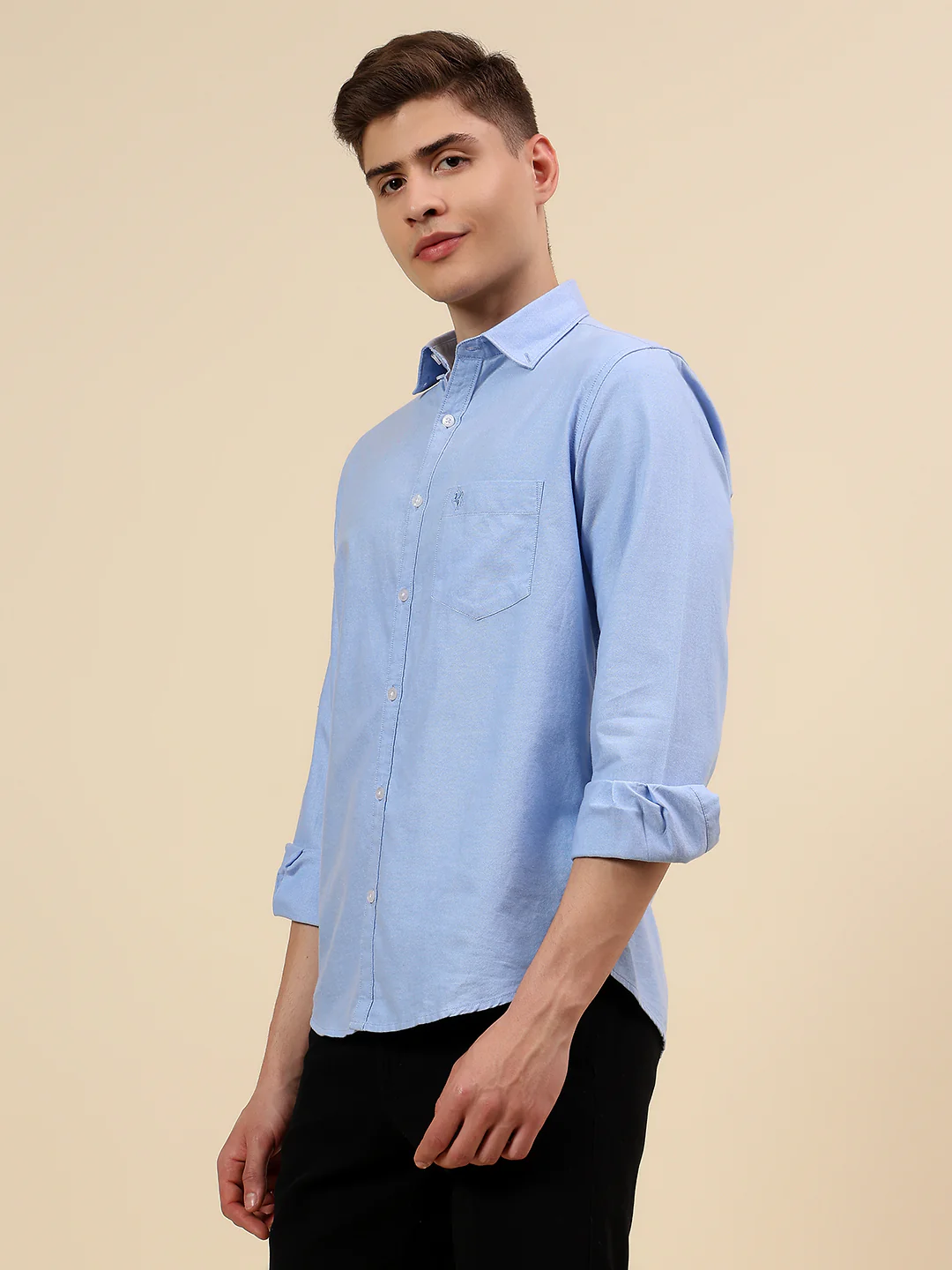 Shirt for Men | Breathable & Soft with Color Fastness Slim Fit Spread Collar Pure Cotton Fabric Solid Pattern - Image 3