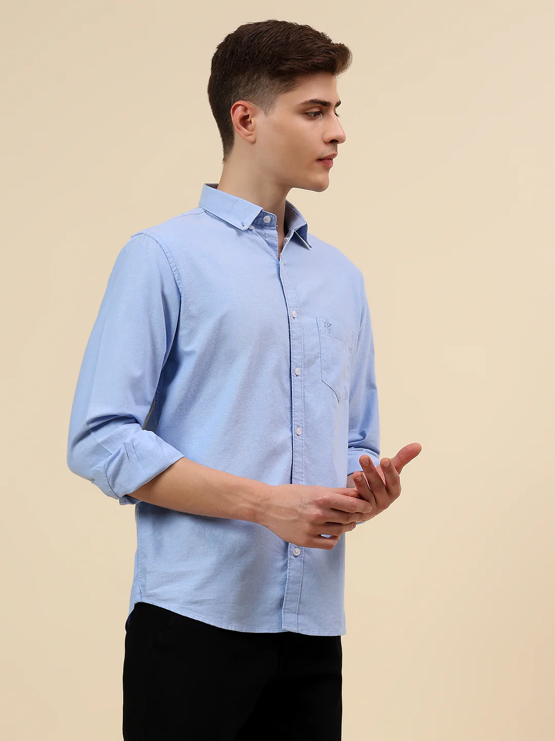Shirt for Men | Breathable & Soft with Color Fastness Slim Fit Spread Collar Pure Cotton Fabric Solid Pattern - Image 4