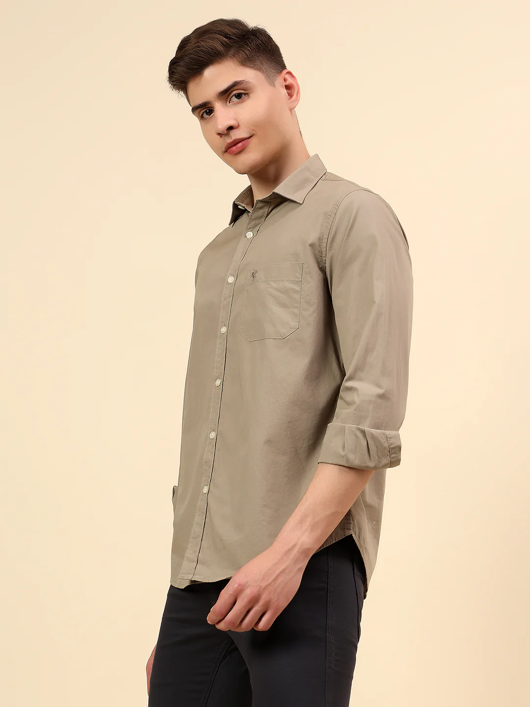 Shirt for Men | Breathable & Soft with Color Fastness Slim Fit Spread Collar Pure Cotton Fabric Solid Pattern - Image 3