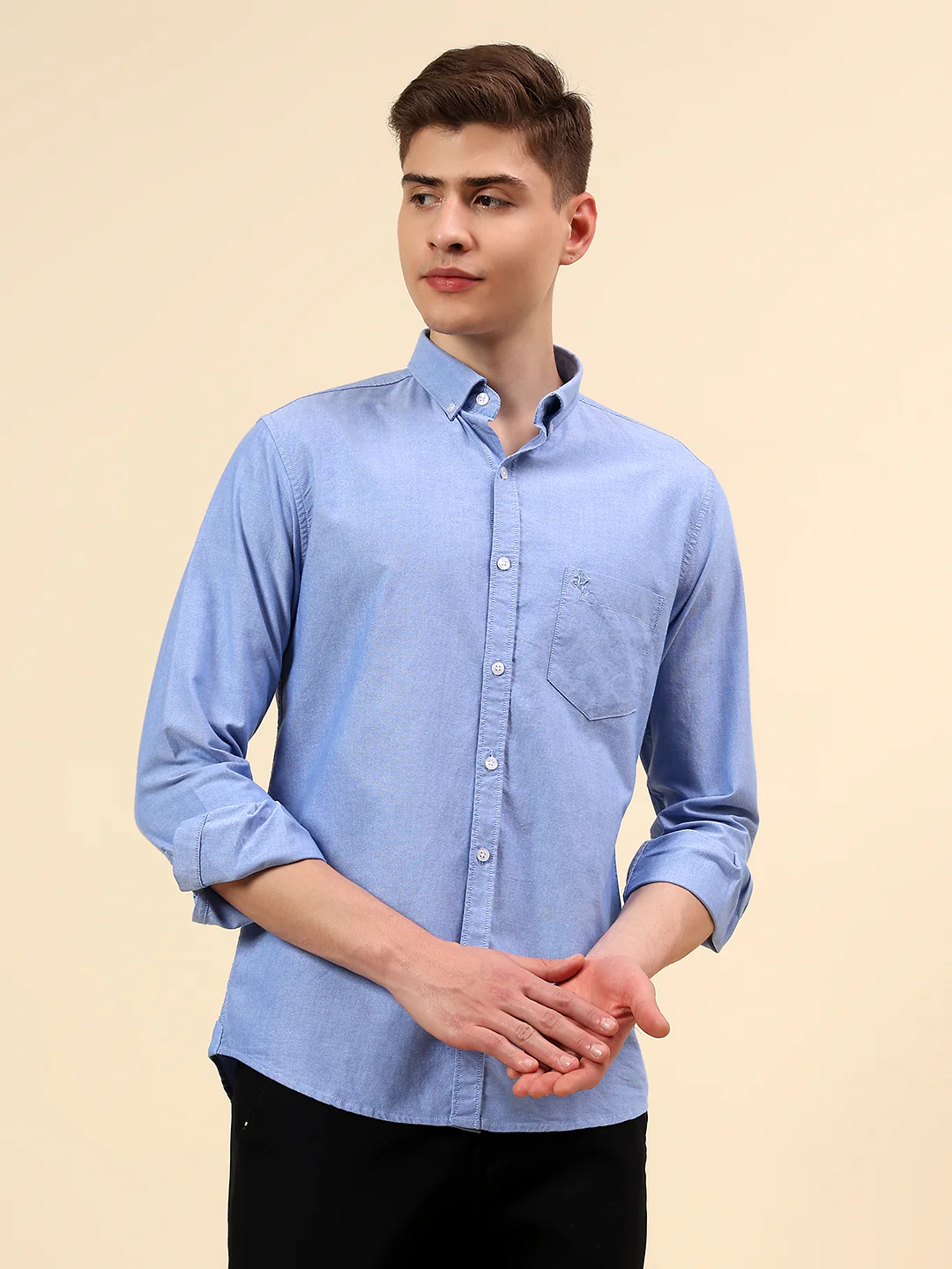 Shirt for Men | Breathable & Soft with Color Fastness Slim Fit Spread Collar Pure Cotton Fabric Solid Pattern - Image 2