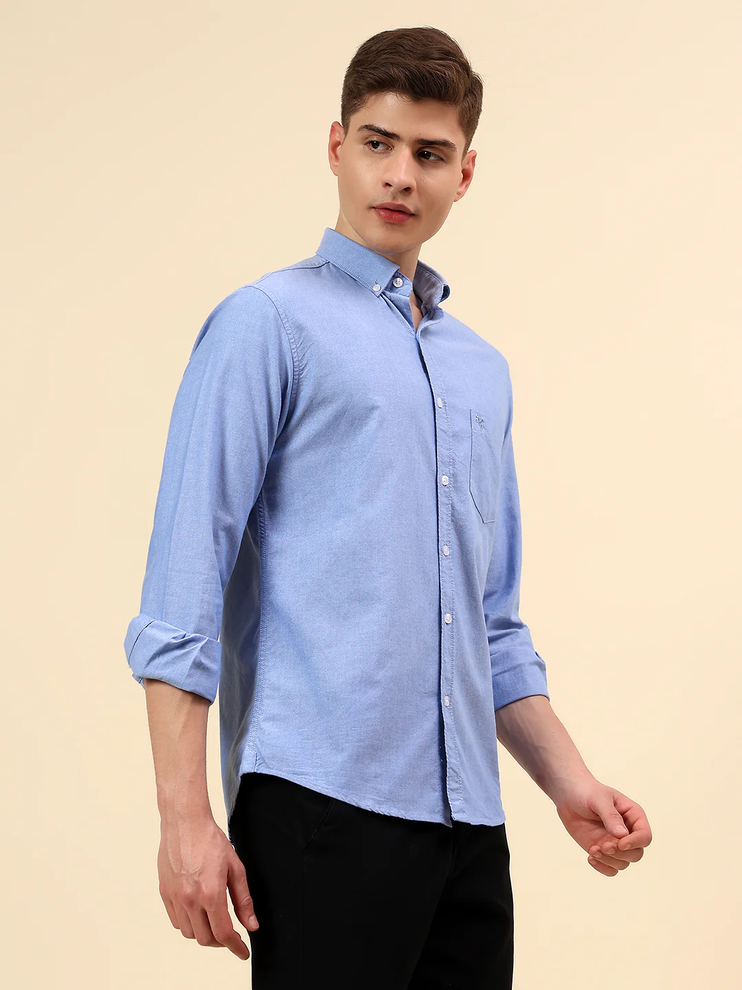 Shirt for Men | Breathable & Soft with Color Fastness Slim Fit Spread Collar Pure Cotton Fabric Solid Pattern - Image 4