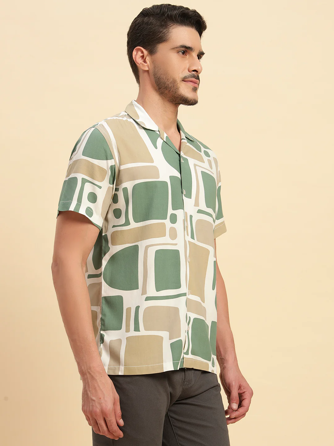 Casual Shirt for Men | Breathable & Soft with Color Fastness Regular Fit Spread Collar Neck Viscose Fabric Printed Pattern - Image 6