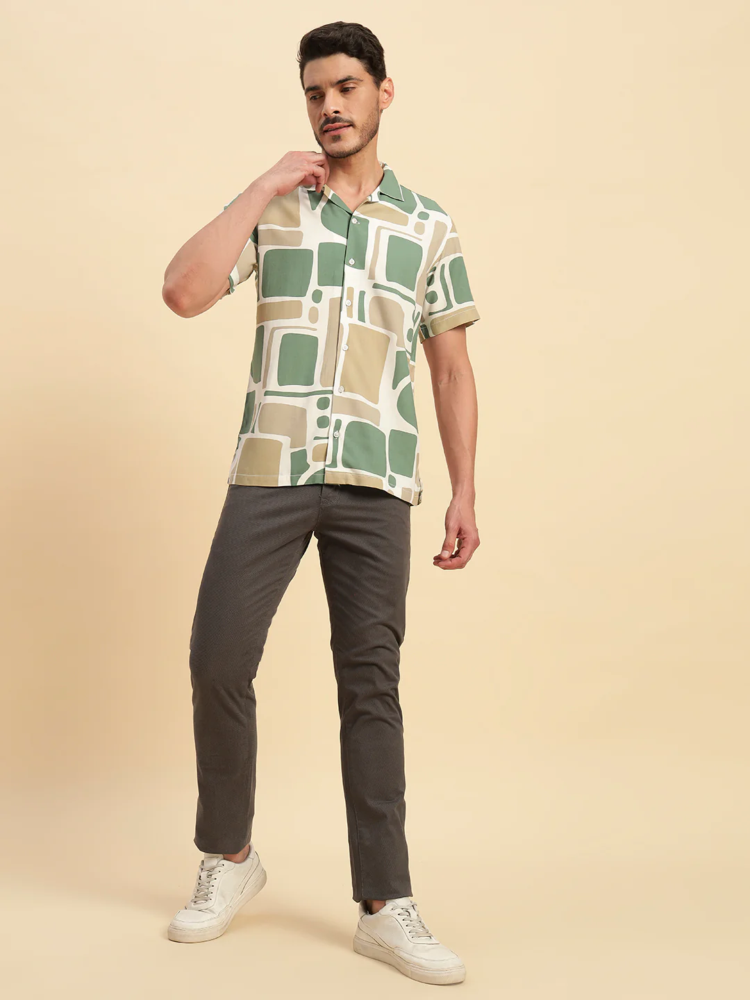 Casual Shirt for Men | Breathable & Soft with Color Fastness Regular Fit Spread Collar Neck Viscose Fabric Printed Pattern - Image 7
