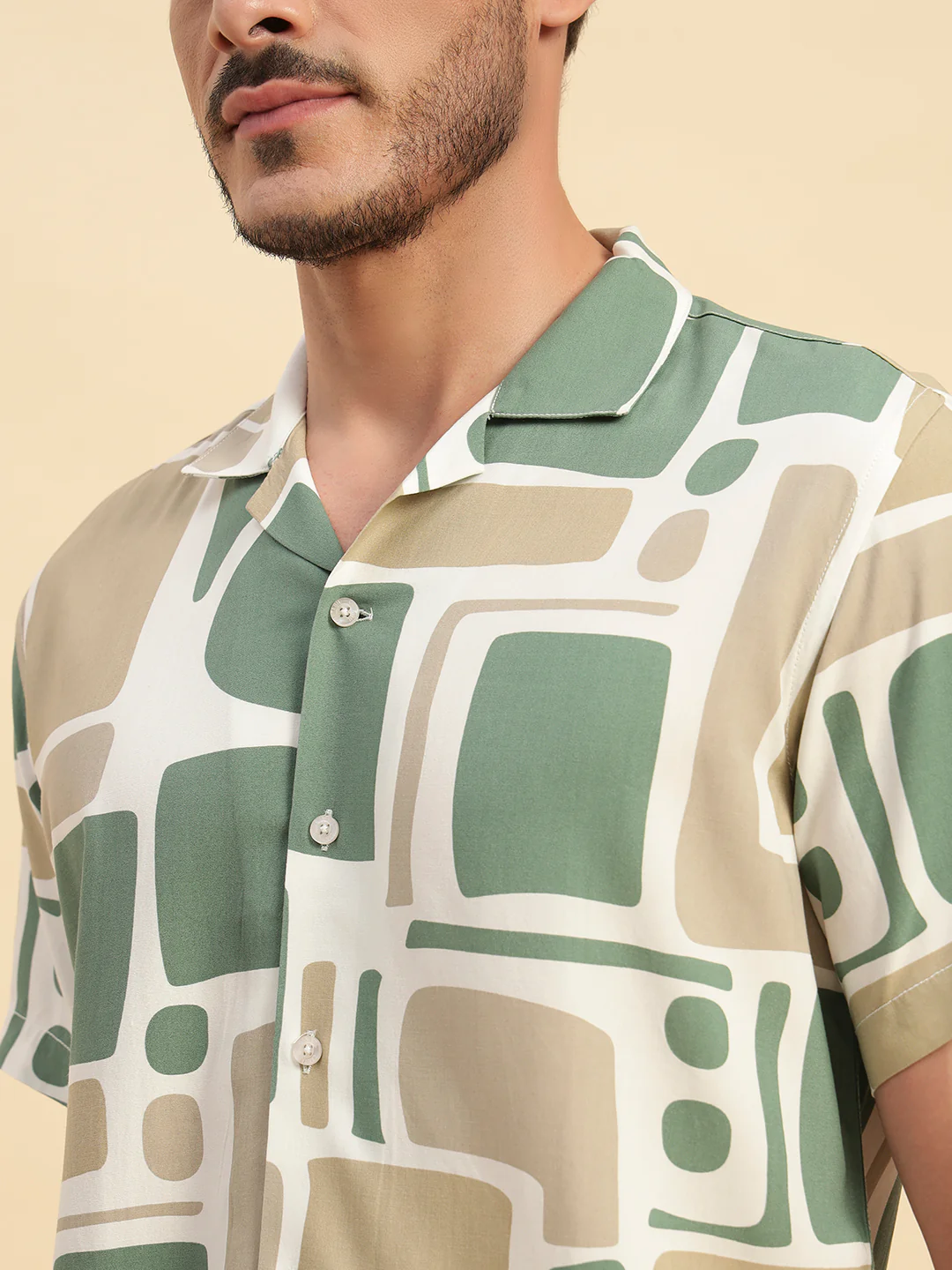 Casual Shirt for Men | Breathable & Soft with Color Fastness Regular Fit Spread Collar Neck Viscose Fabric Printed Pattern - Image 8