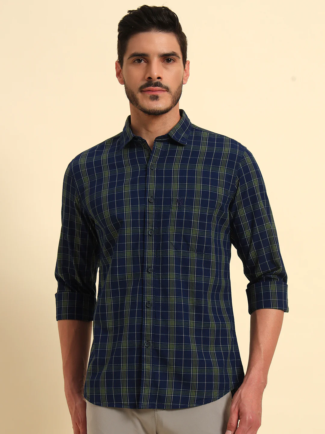 Casual Shirt for Men | Breathable & Soft with Color Fastness Regular Fit Spread Collar Neck Cotton Fabric Checkered Pattern - Image 4