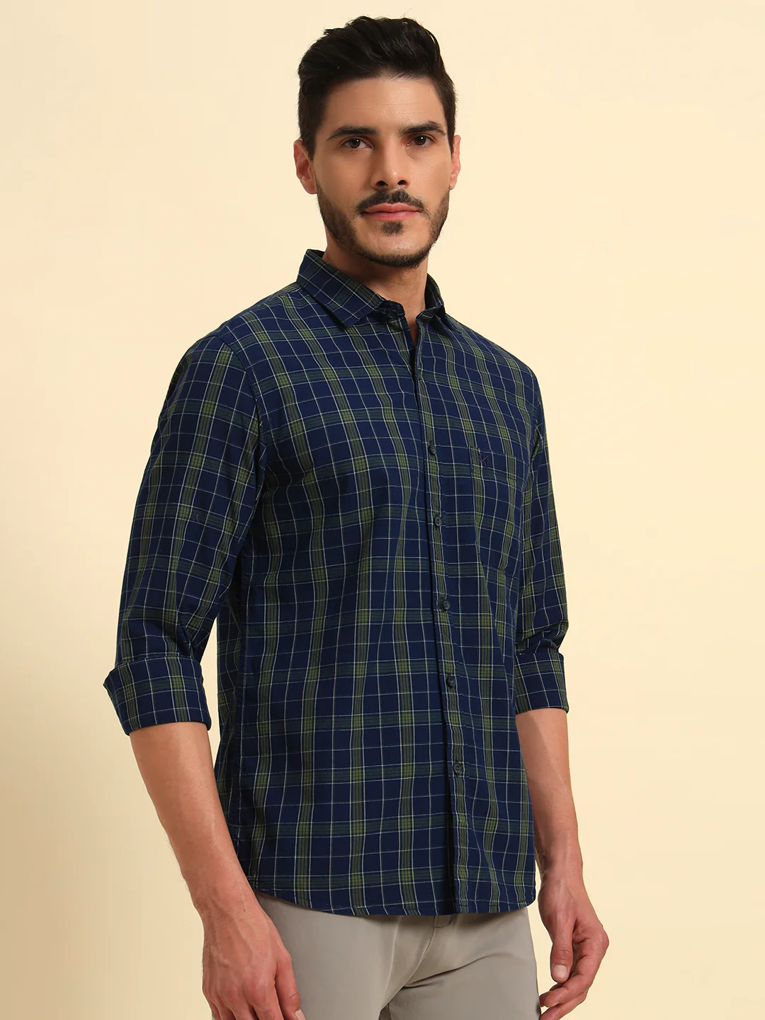 Casual Shirt for Men | Breathable & Soft with Color Fastness Regular Fit Spread Collar Neck Cotton Fabric Checkered Pattern - Image 6