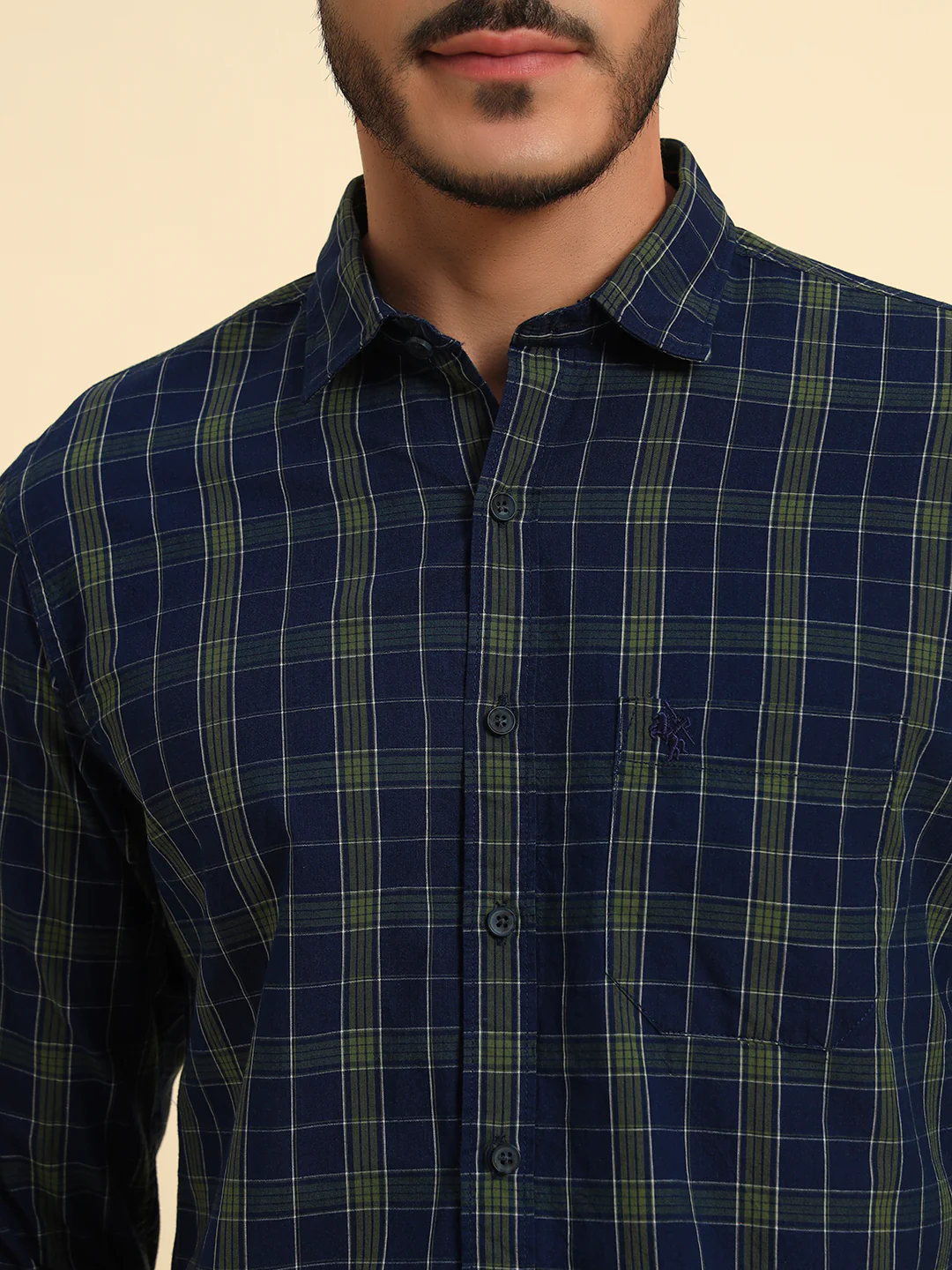 Casual Shirt for Men | Breathable & Soft with Color Fastness Regular Fit Spread Collar Neck Cotton Fabric Checkered Pattern - Image 8