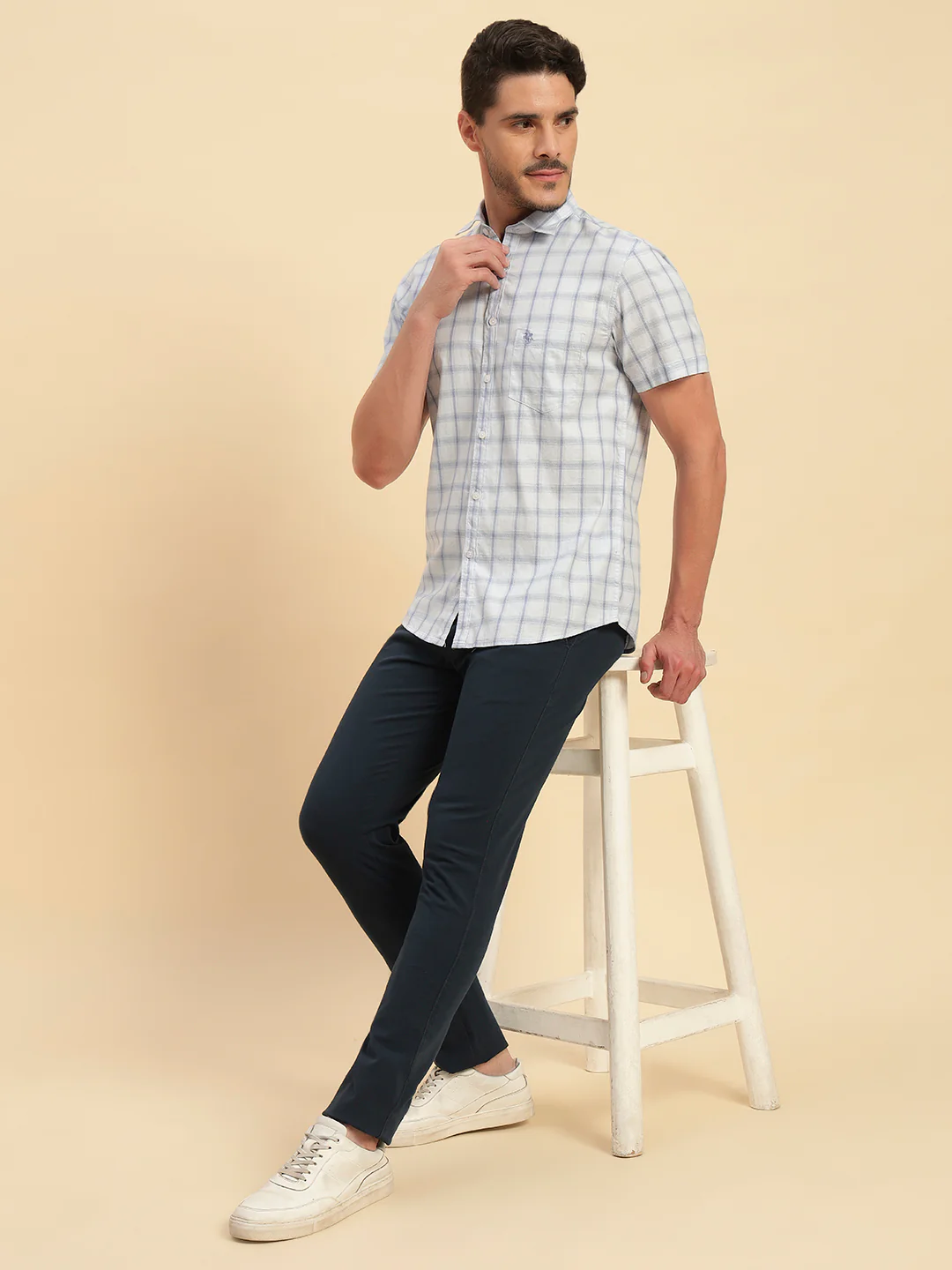 Casual Shirt for Men | Breathable & Soft with Color Fastness Regular Fit Spread Collar Neck Cotton Fabric Checkered Pattern - Image 10