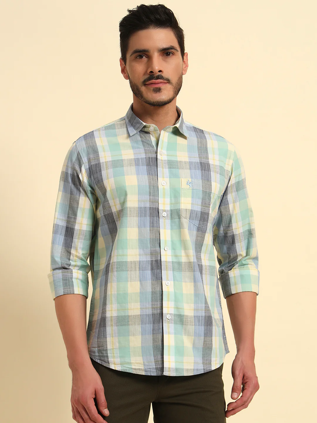 Casual Shirt for Men | Breathable & Soft with Color Fastness Regular Fit Spread Collar Neck Cotton Fabric Checkered Pattern - Image 5