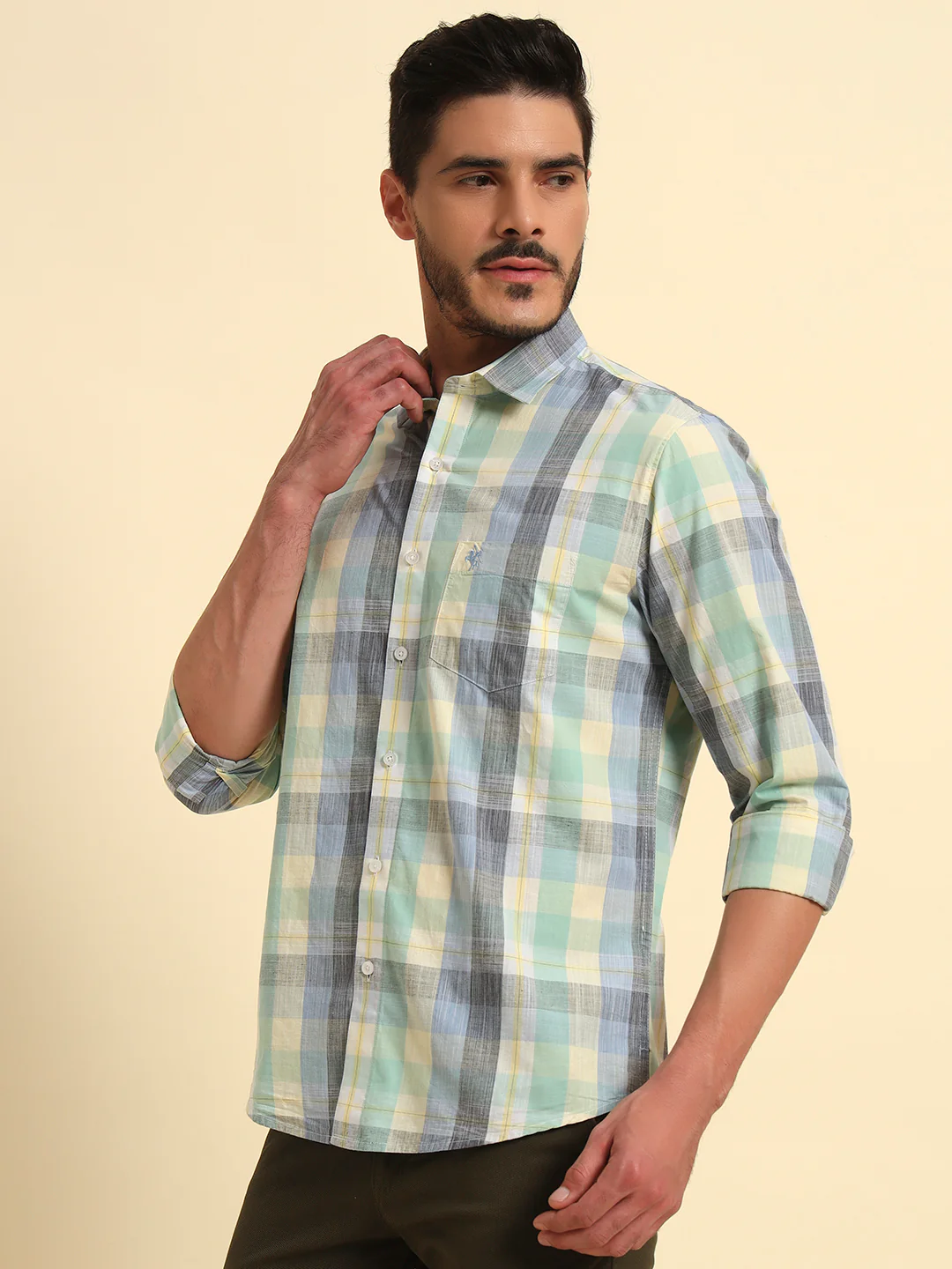 Casual Shirt for Men | Breathable & Soft with Color Fastness Regular Fit Spread Collar Neck Cotton Fabric Checkered Pattern - Image 6
