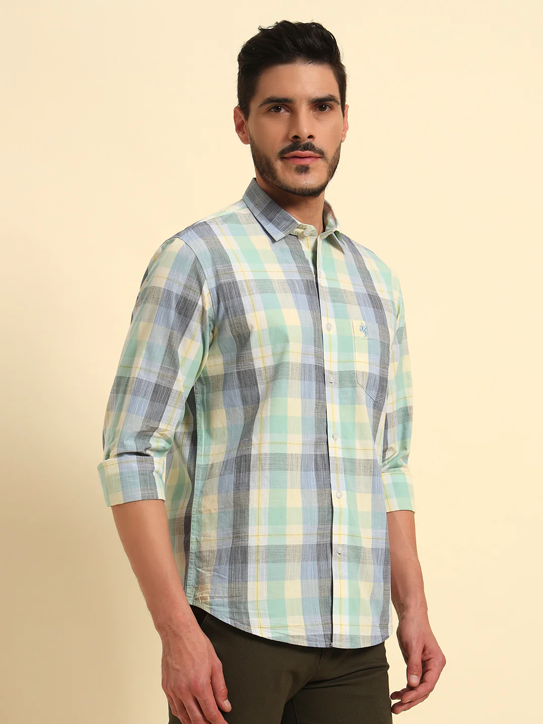 Casual Shirt for Men | Breathable & Soft with Color Fastness Regular Fit Spread Collar Neck Cotton Fabric Checkered Pattern - Image 7