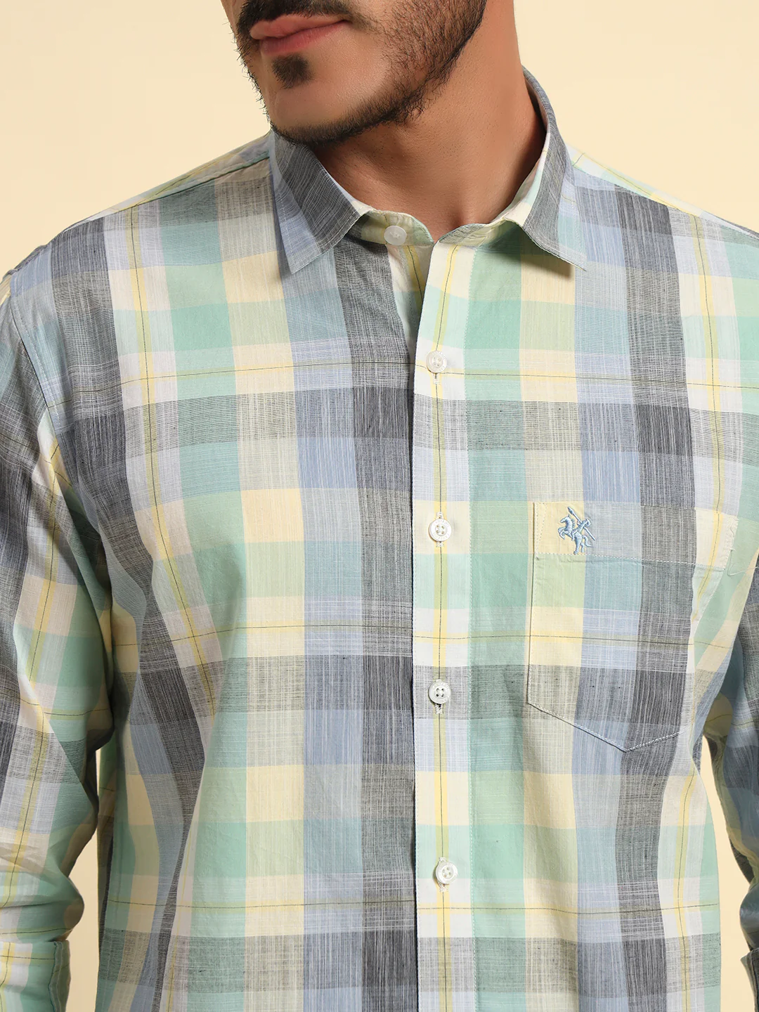 Casual Shirt for Men | Breathable & Soft with Color Fastness Regular Fit Spread Collar Neck Cotton Fabric Checkered Pattern - Image 8