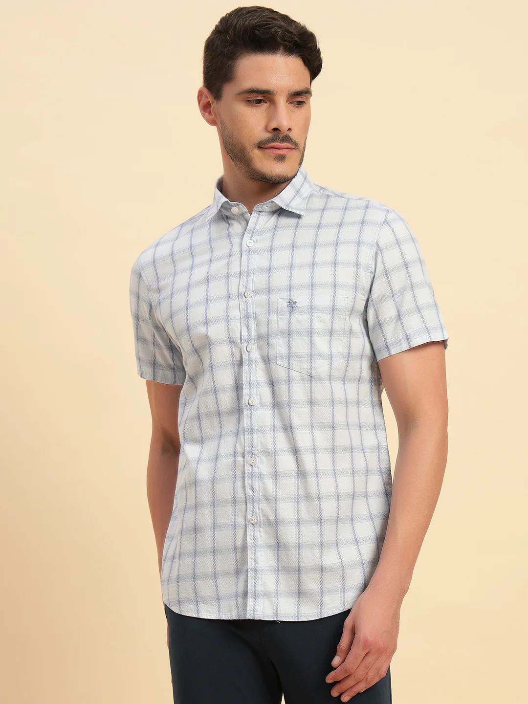 Casual Shirt for Men | Breathable & Soft with Color Fastness Regular Fit Spread Collar Neck Cotton Fabric Checkered Pattern - Image 2